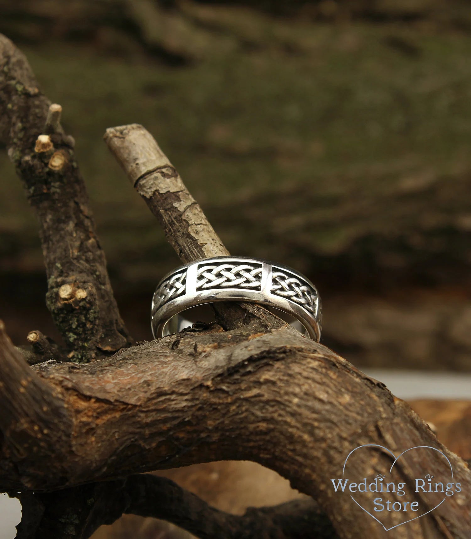 Braided Ring in Antique Style — Silver Twisted Wedding Band