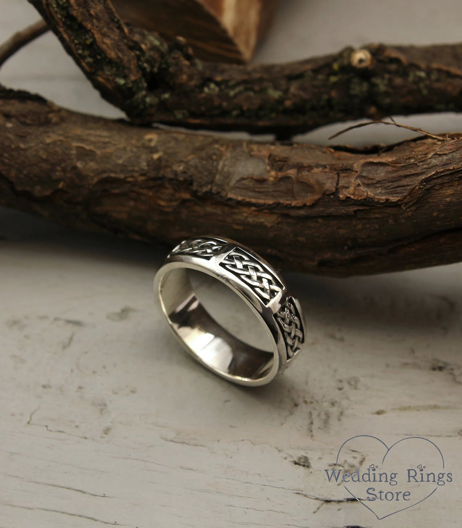 Braided Ring in Antique Style — Silver Twisted Wedding Band