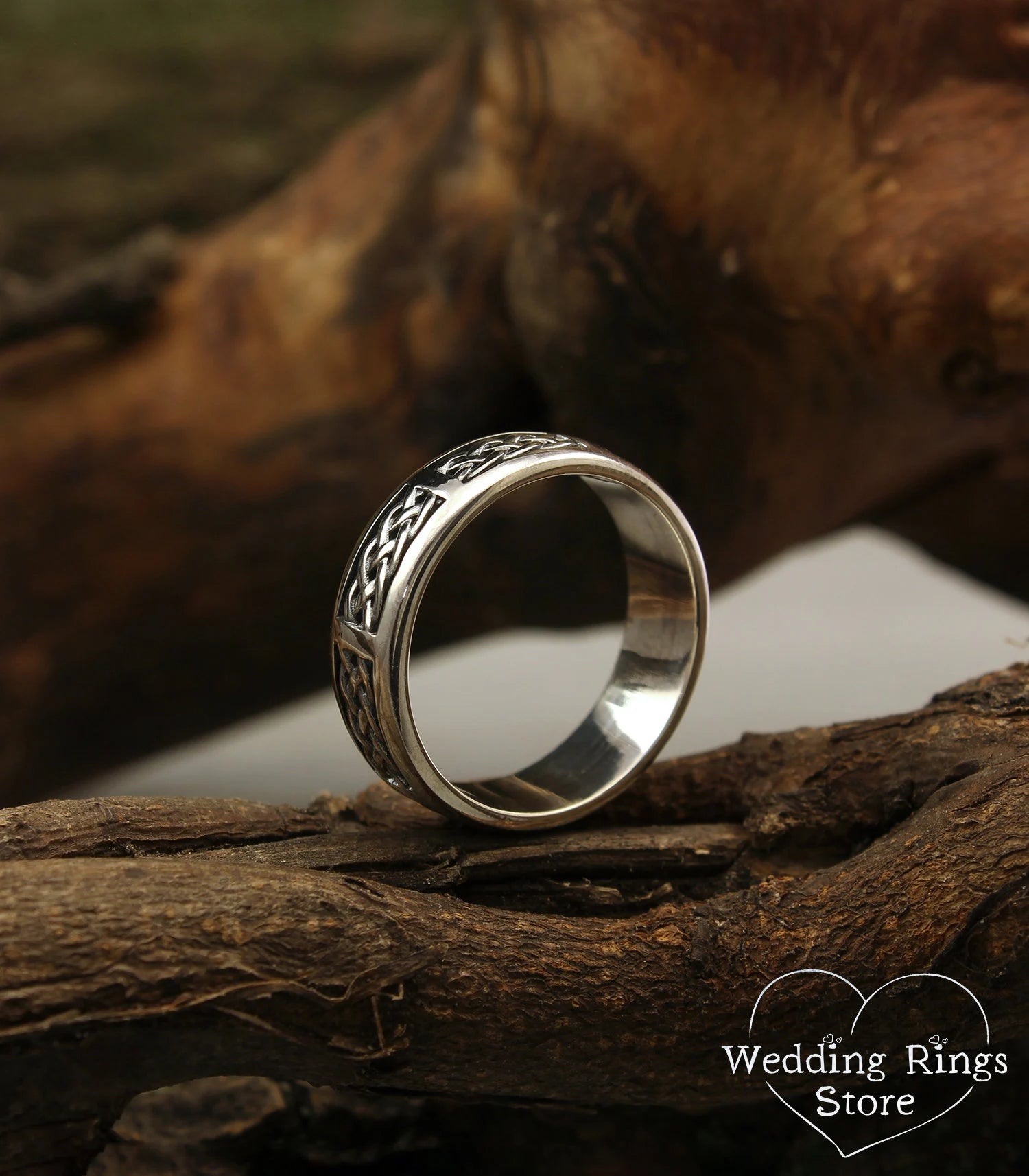 Braided Ring in Antique Style — Silver Twisted Wedding Band