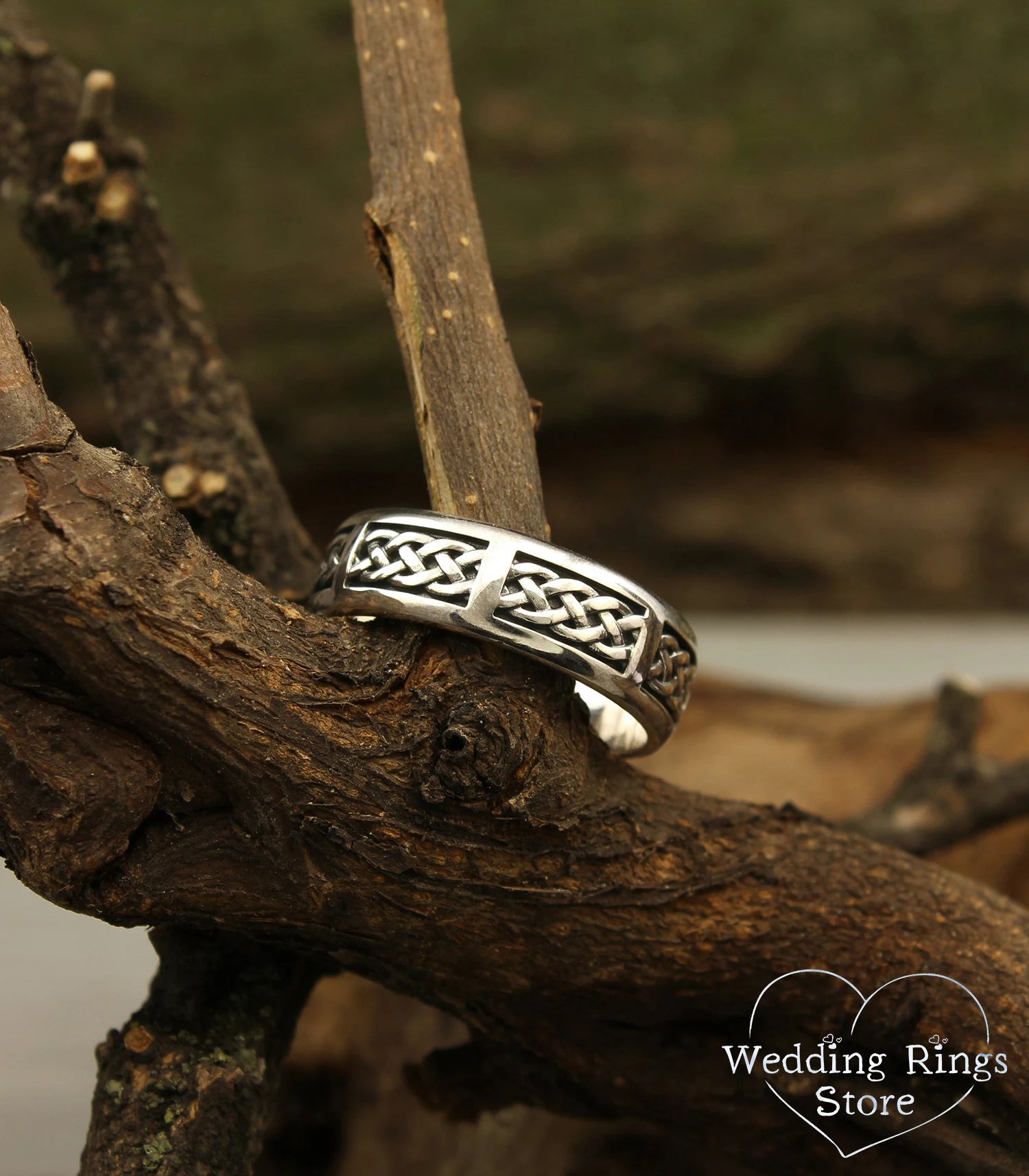 Braided Ring in Antique Style — Silver Twisted Wedding Band