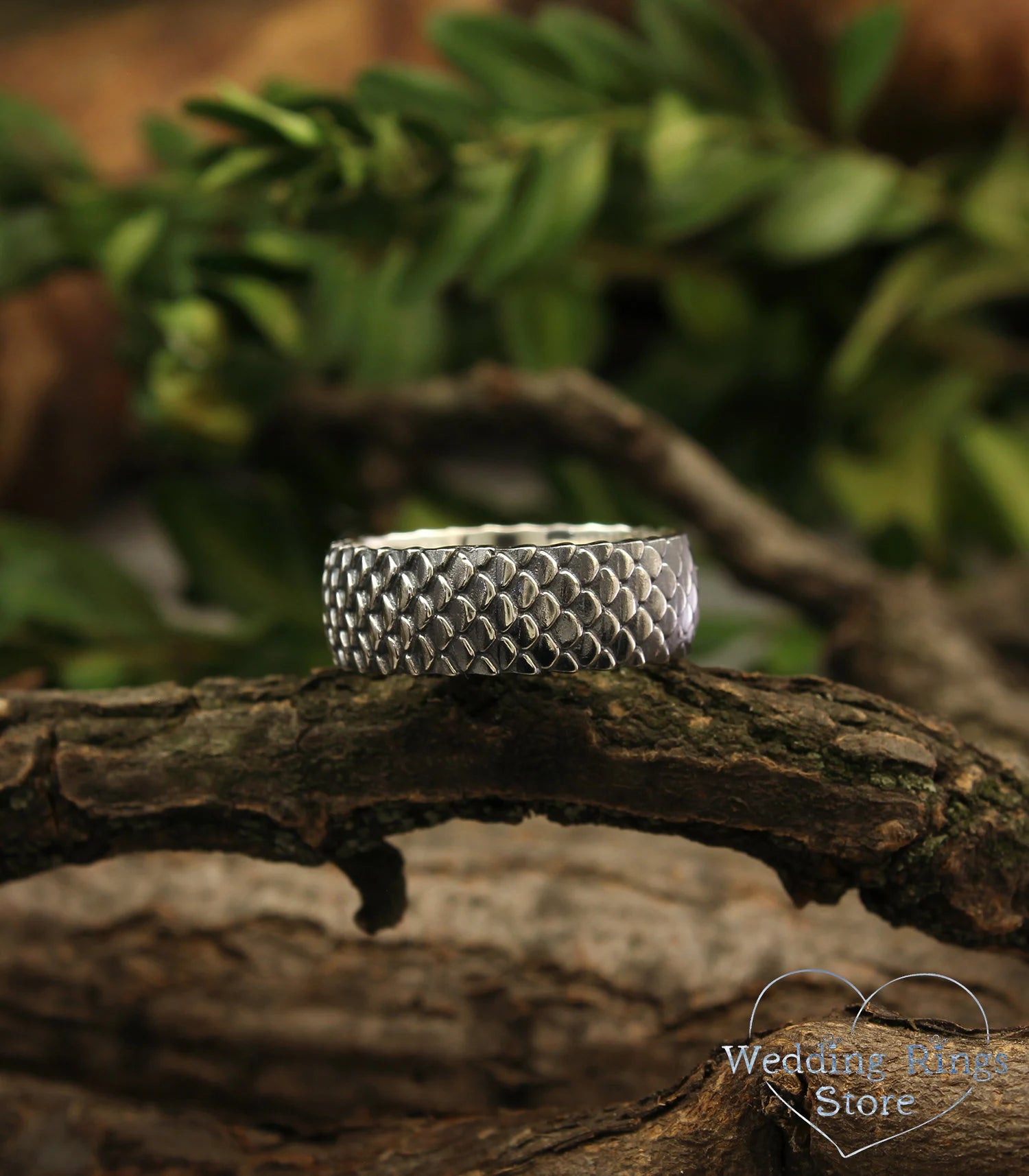 Unique Men's Fish Scales Ring in Sterling Silver