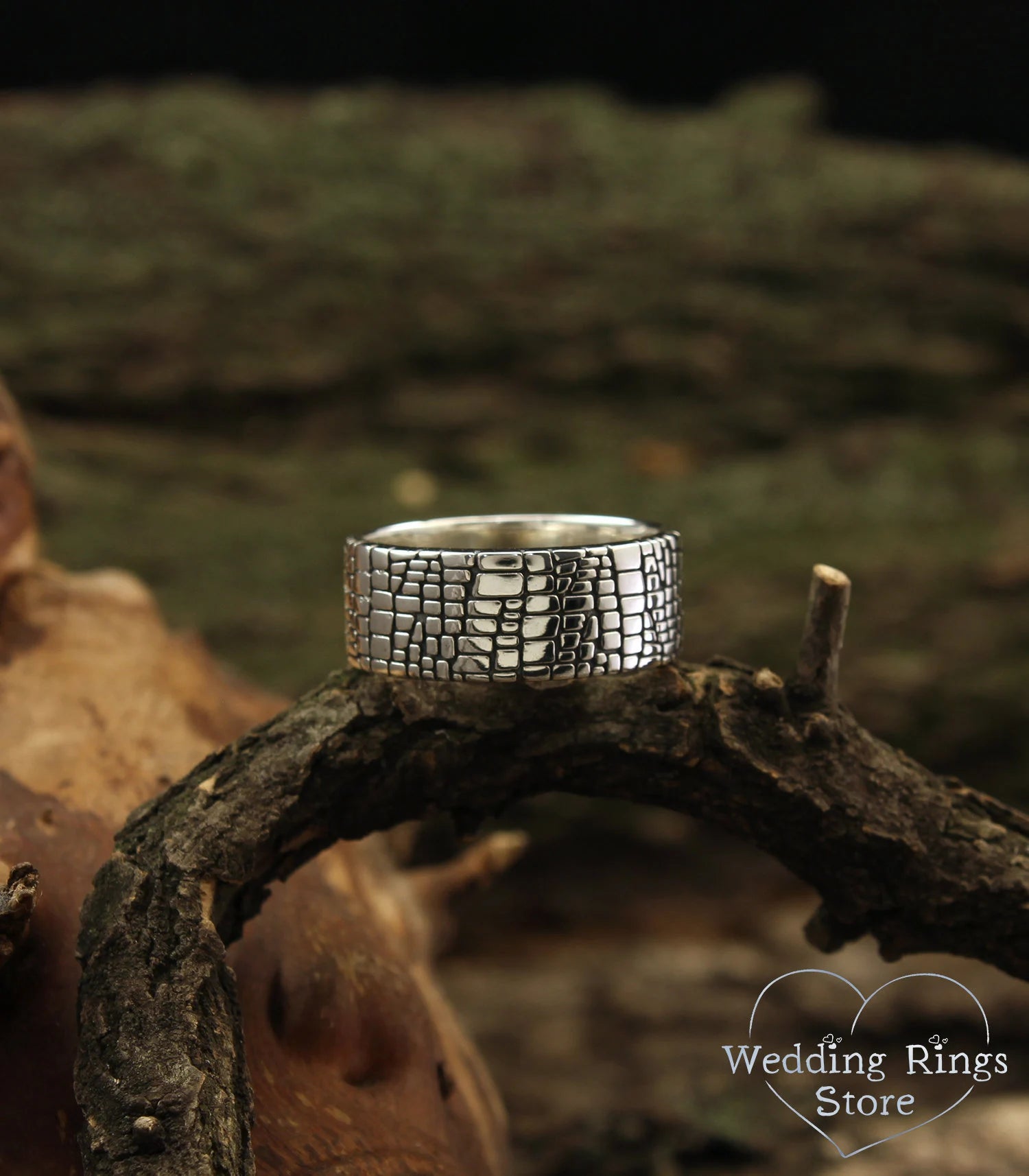 Skin style Sterling Silver Band — Unique Men's Wedding Band