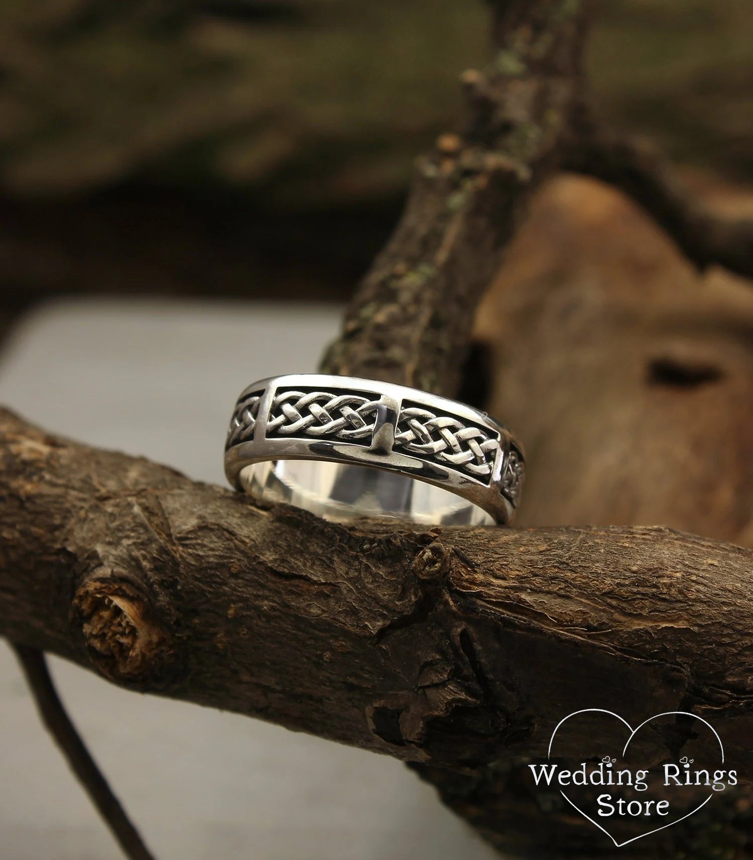 Braided Ring in Antique Style — Silver Twisted Wedding Band