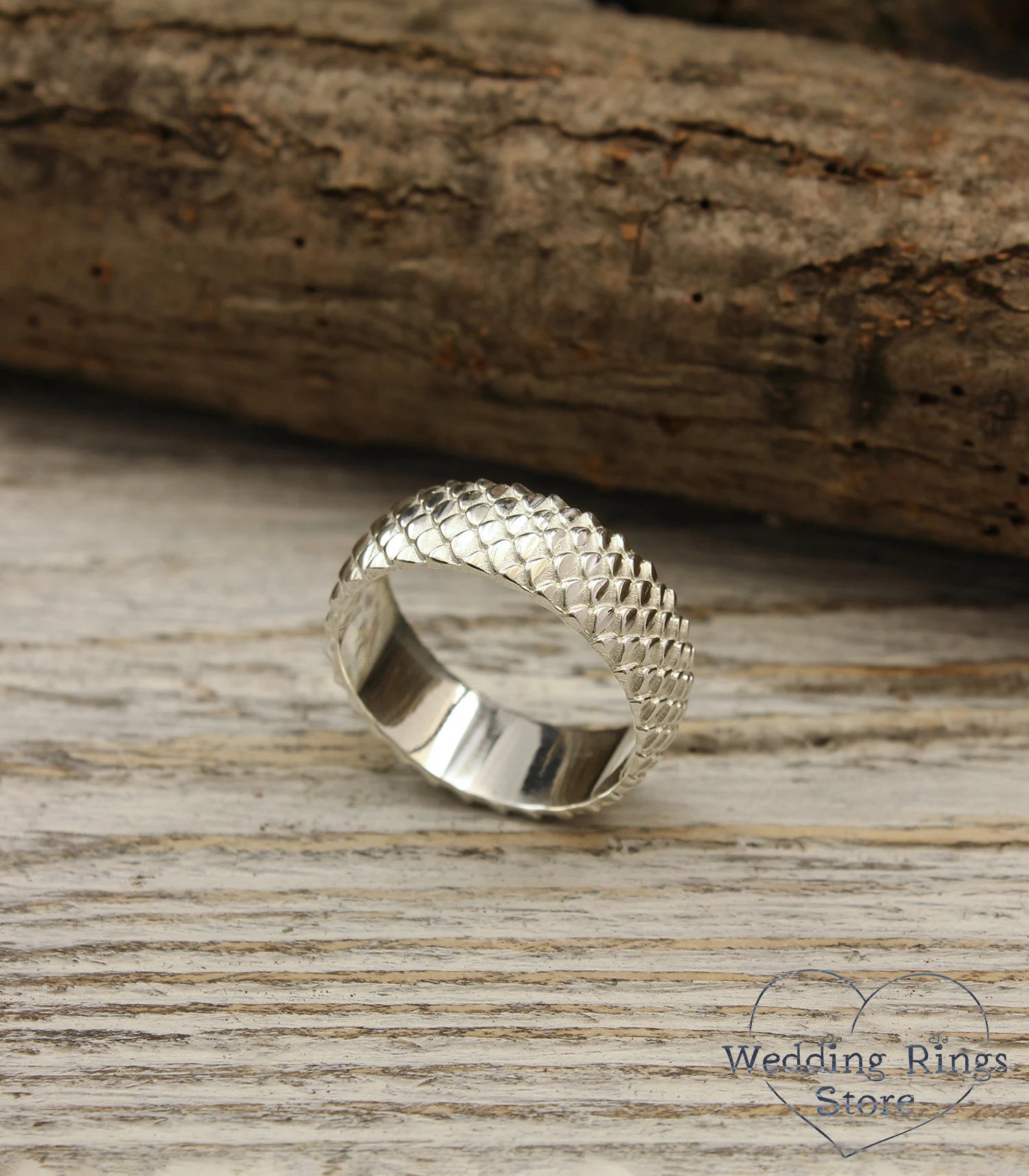 Unique Men's Fish Scales Ring in Sterling Silver