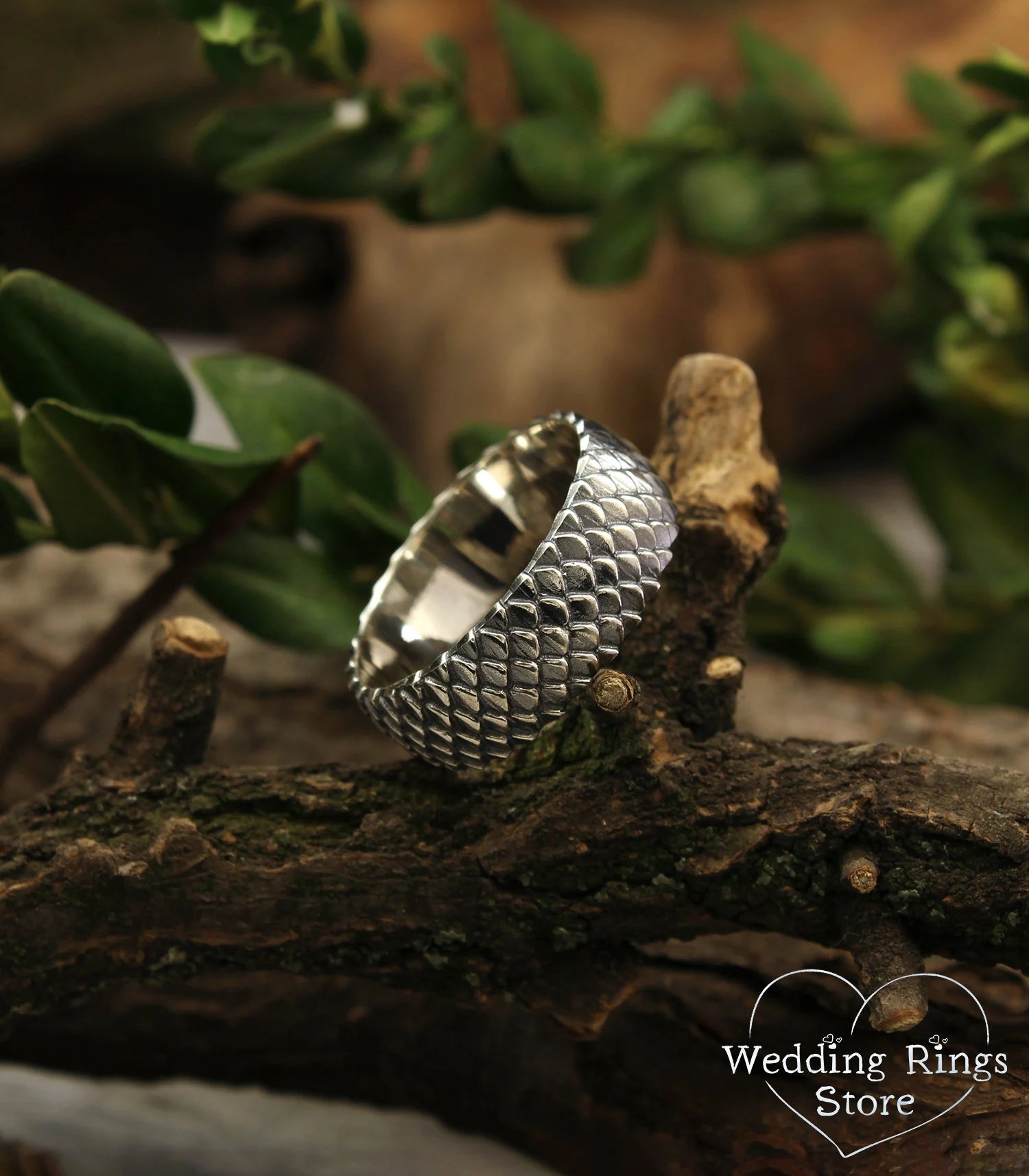 Unique Men's Fish Scales Ring in Sterling Silver