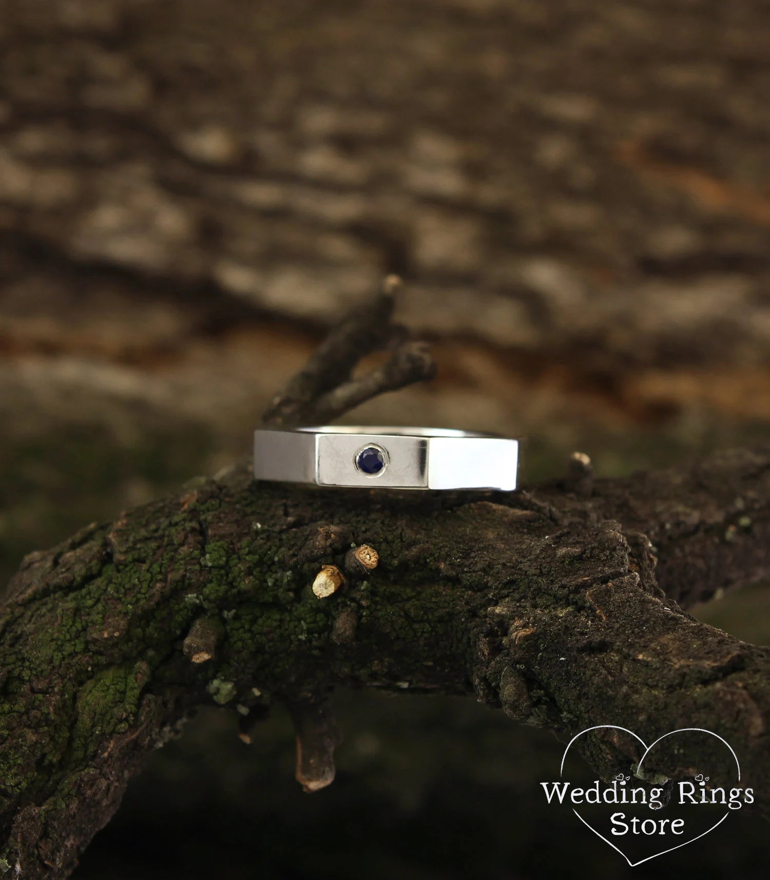 Sapphire Hexagon Ring — 5mm Hex Nut Wedding Band