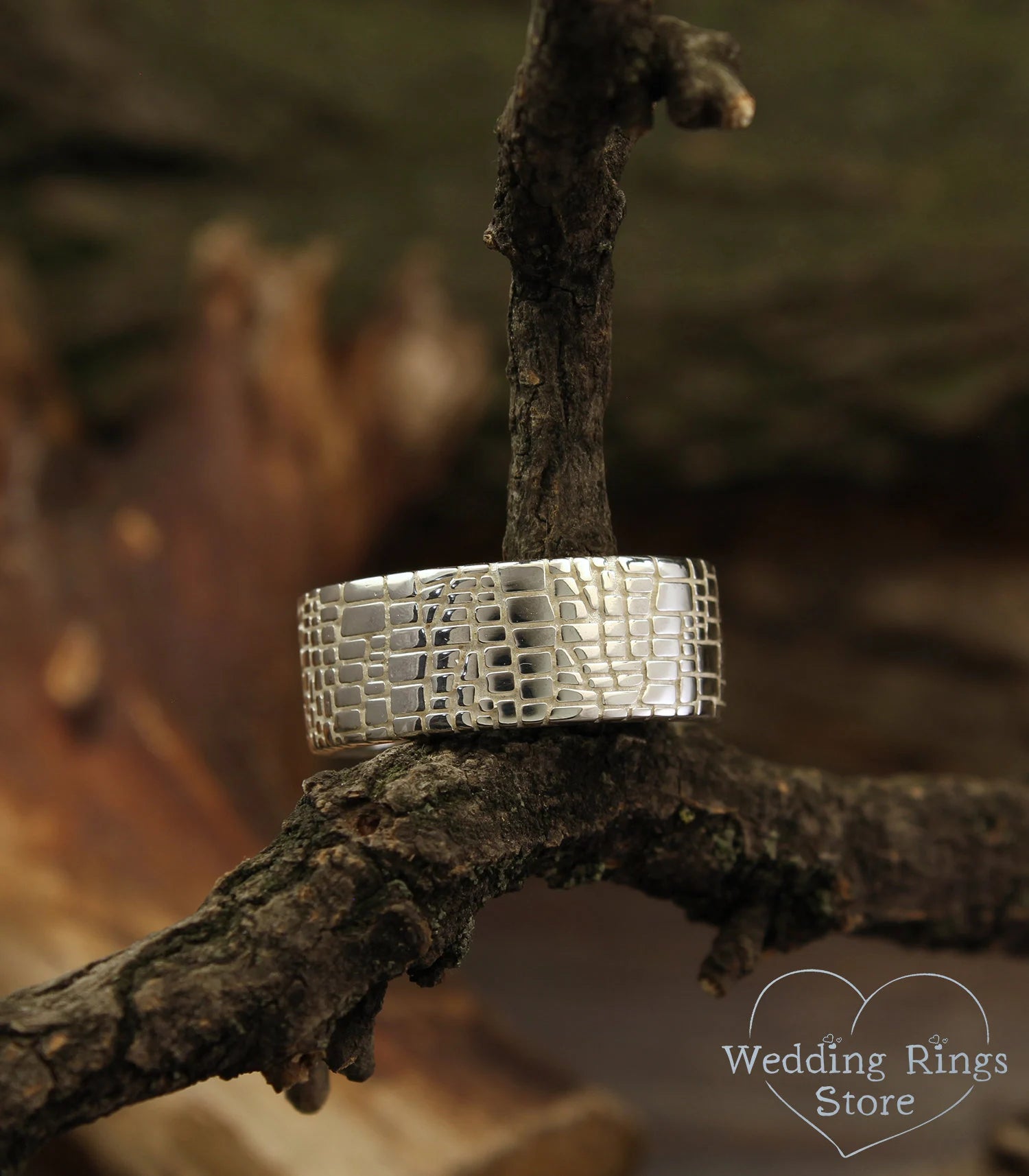 Skin style Sterling Silver Band — Unique Men's Wedding Band