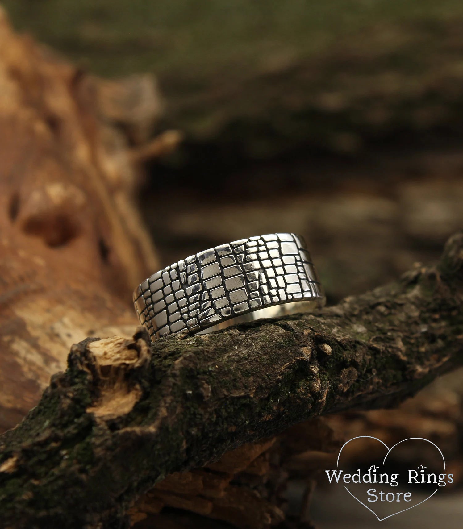 Skin style Sterling Silver Band — Unique Men's Wedding Band