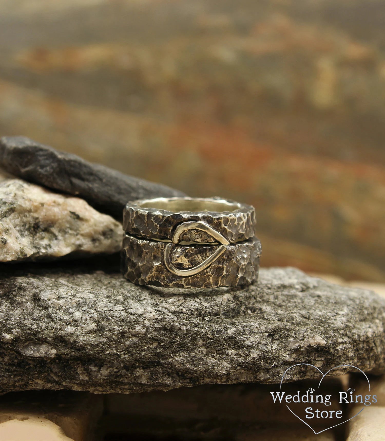 Wild Heart Matching Wedding Bands Set for Couples