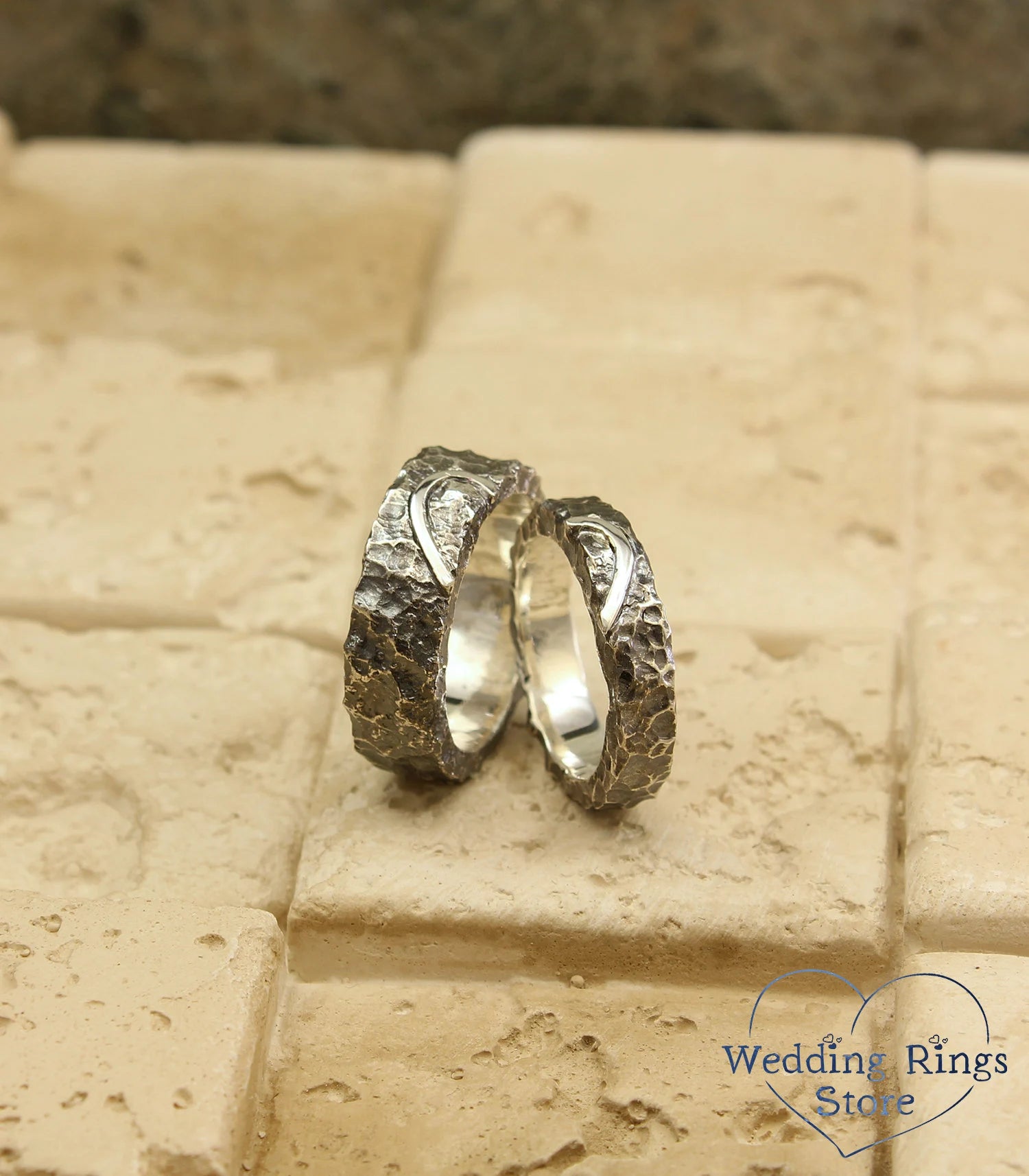 Wild Heart Matching Wedding Bands Set for Couples