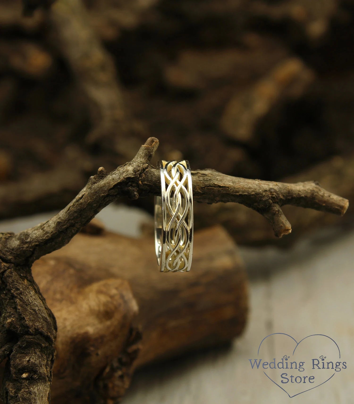 Unique Braided Silver Geometric Ring