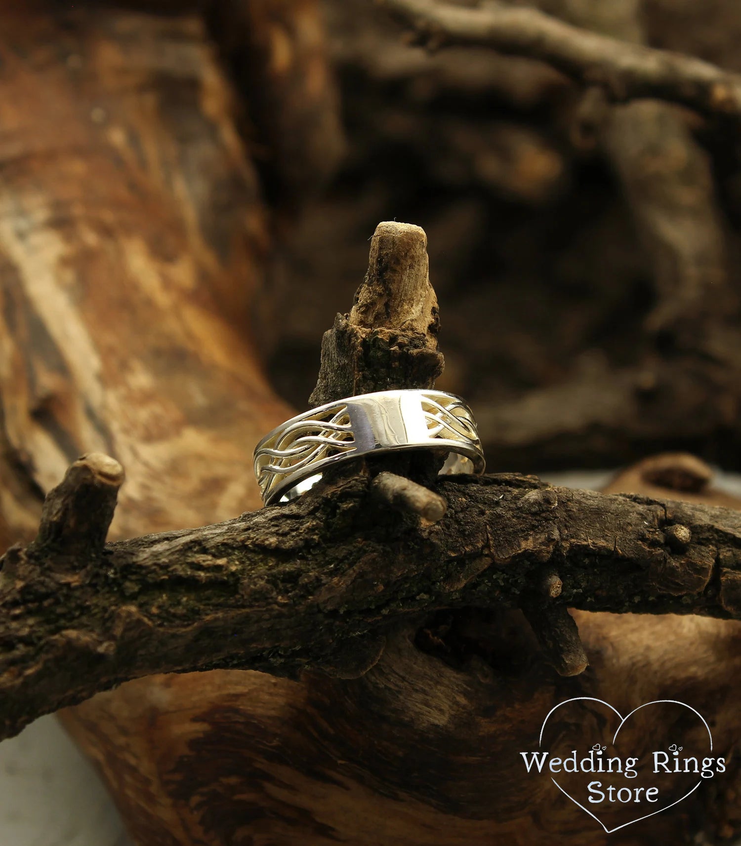 Unique Braided Silver Geometric Ring