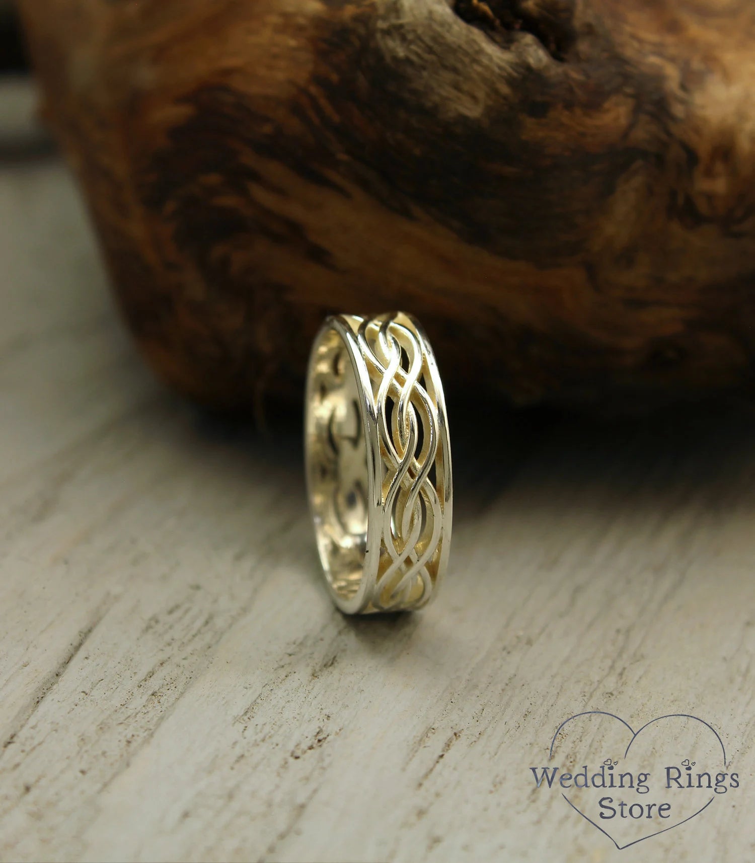 Unique Braided Silver Geometric Ring