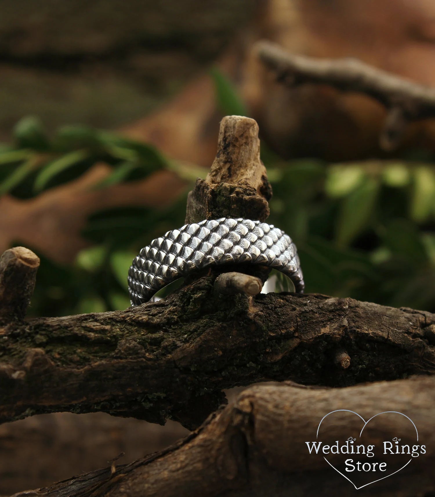 Fish Scales Sterling Silver Band Ring Ocean themed