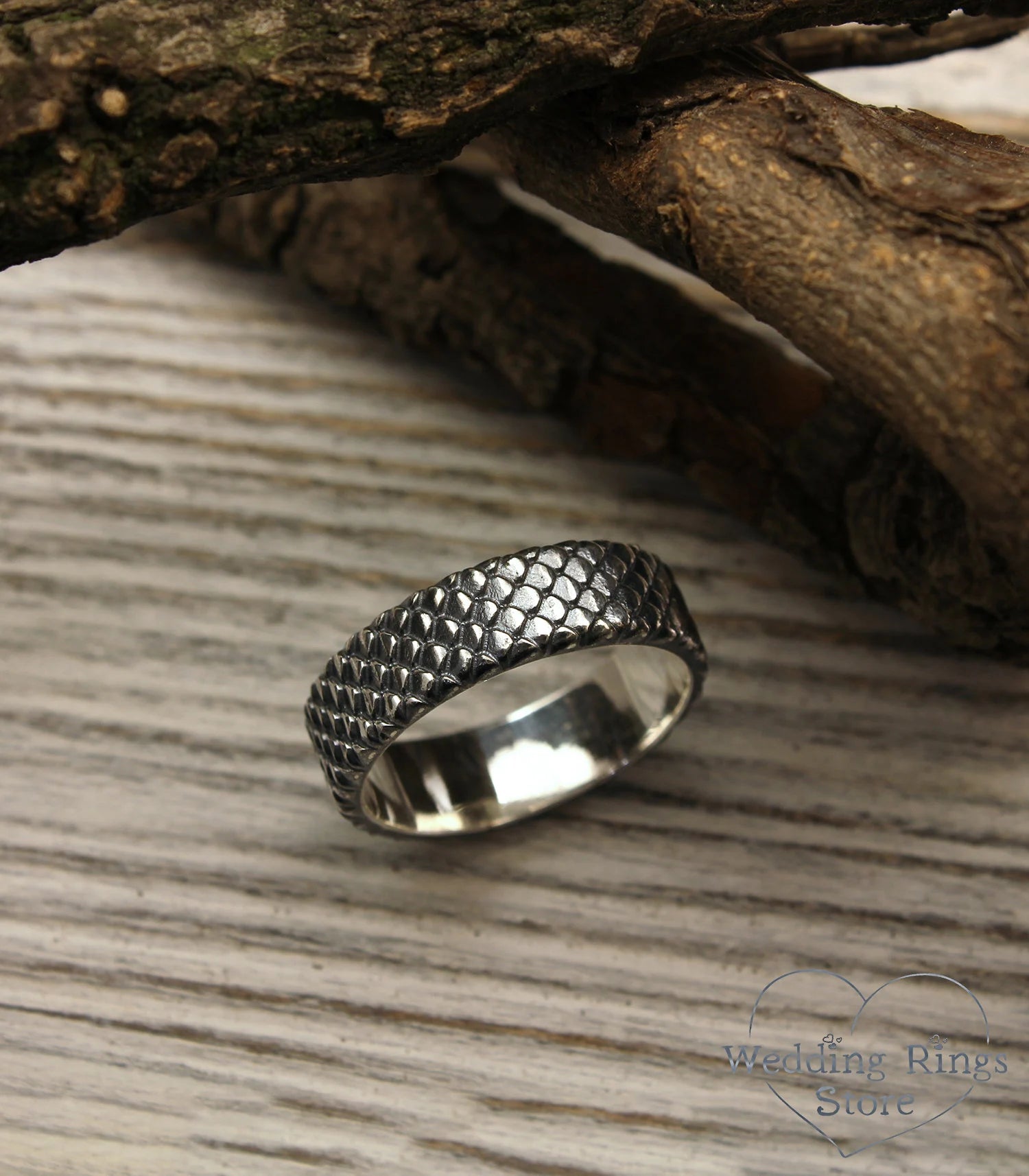 Fish Scales Sterling Silver Band Ring Ocean themed