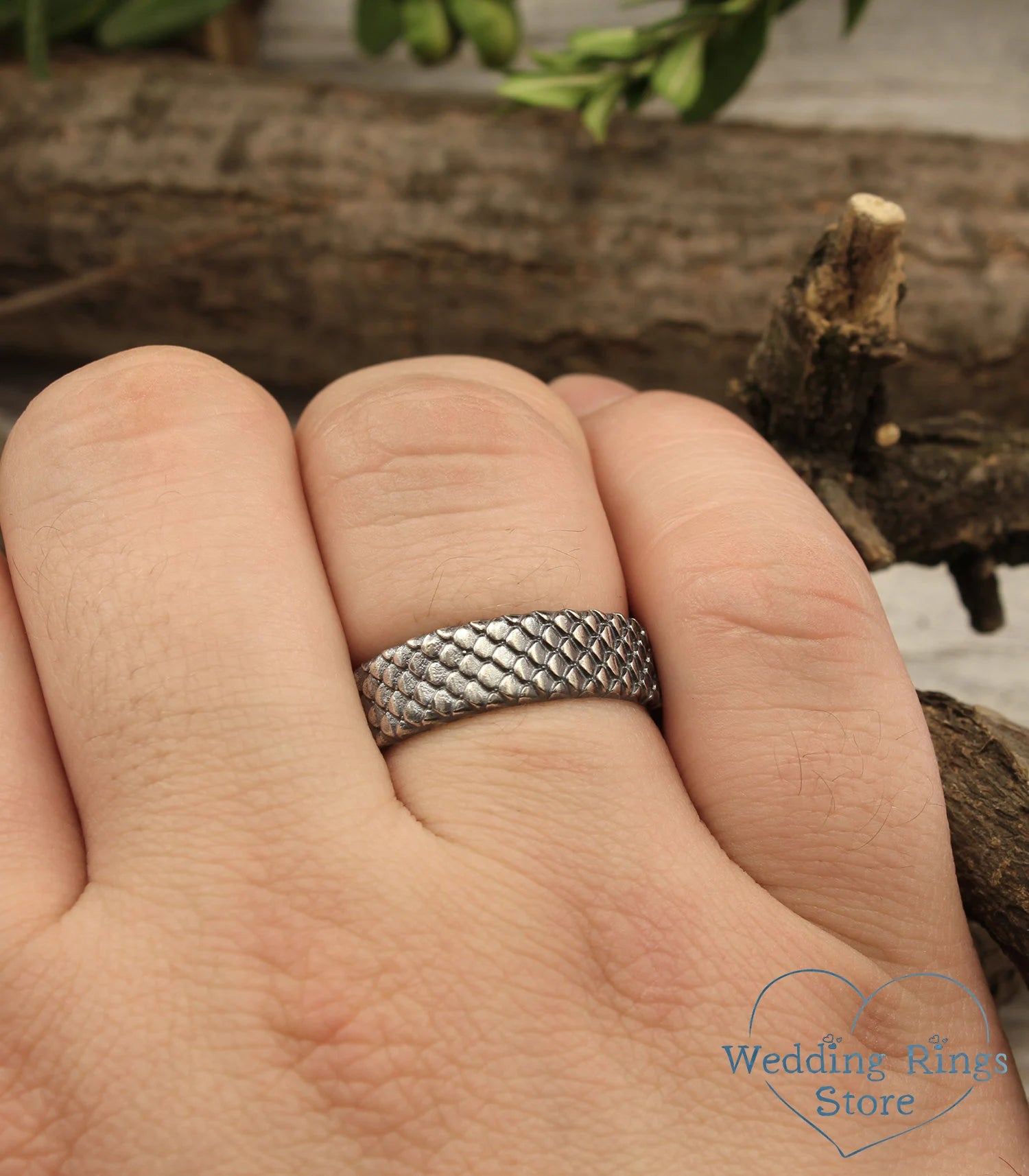 Fish Scales Sterling Silver Band Ring Ocean themed