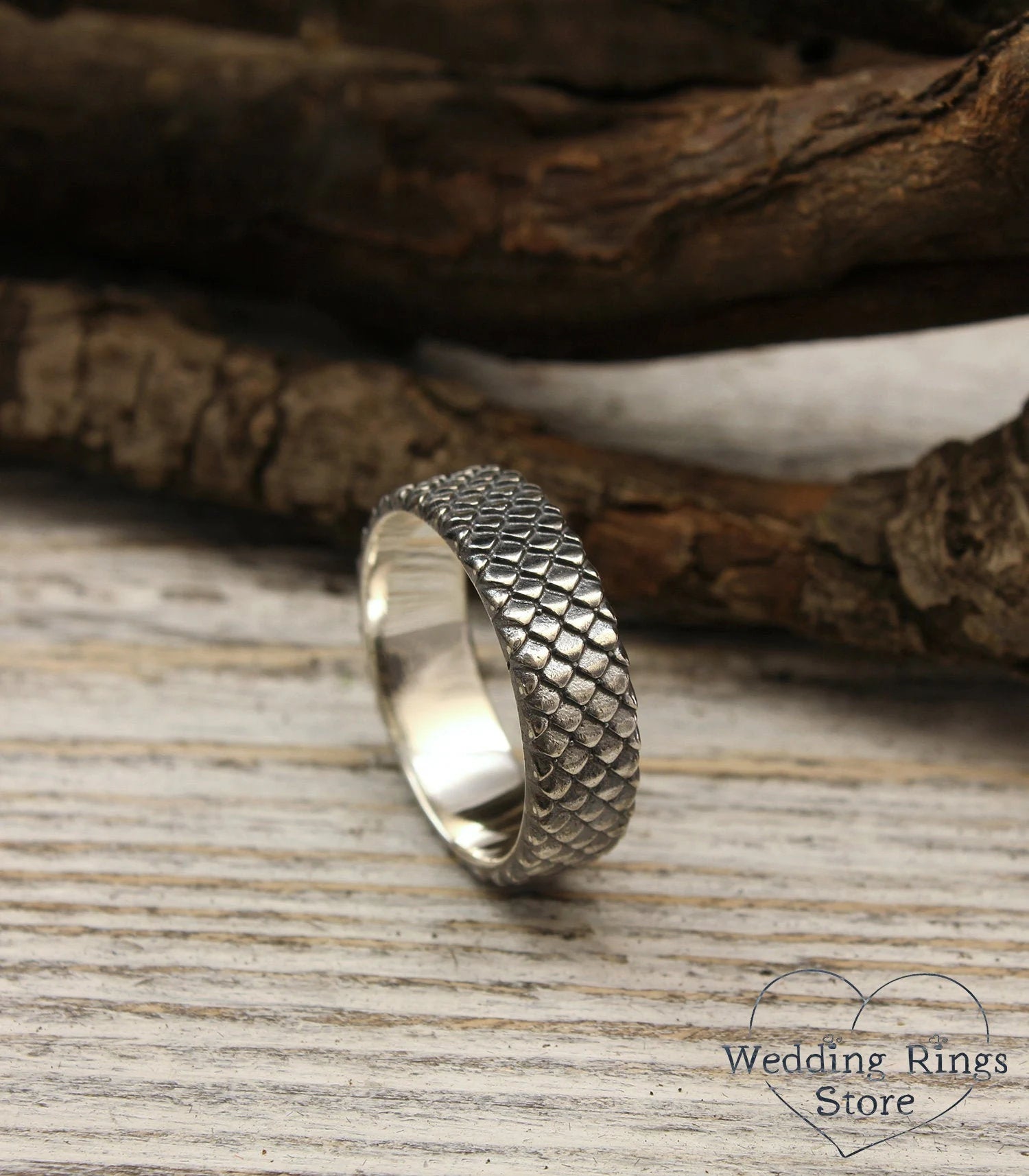 Fish Scales Sterling Silver Band Ring Ocean themed