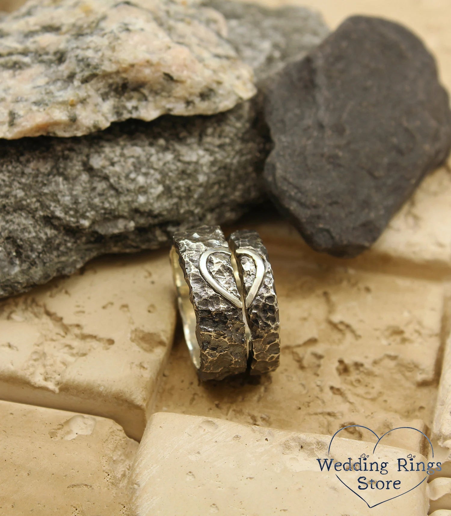 Wild Heart Matching Wedding Bands Set for Couples