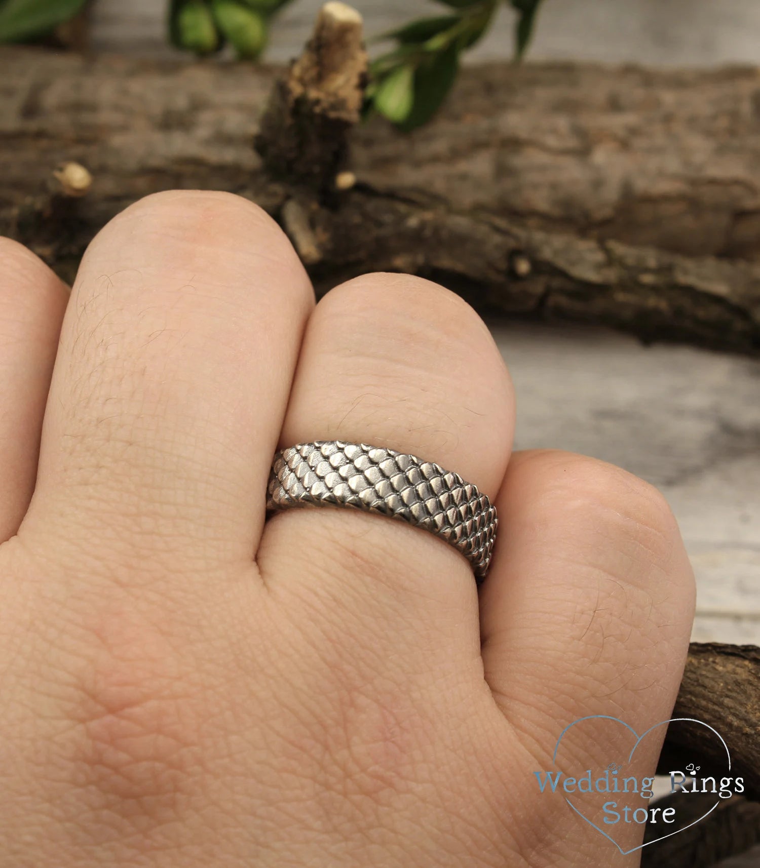 Fish Scales Sterling Silver Band Ring Ocean themed