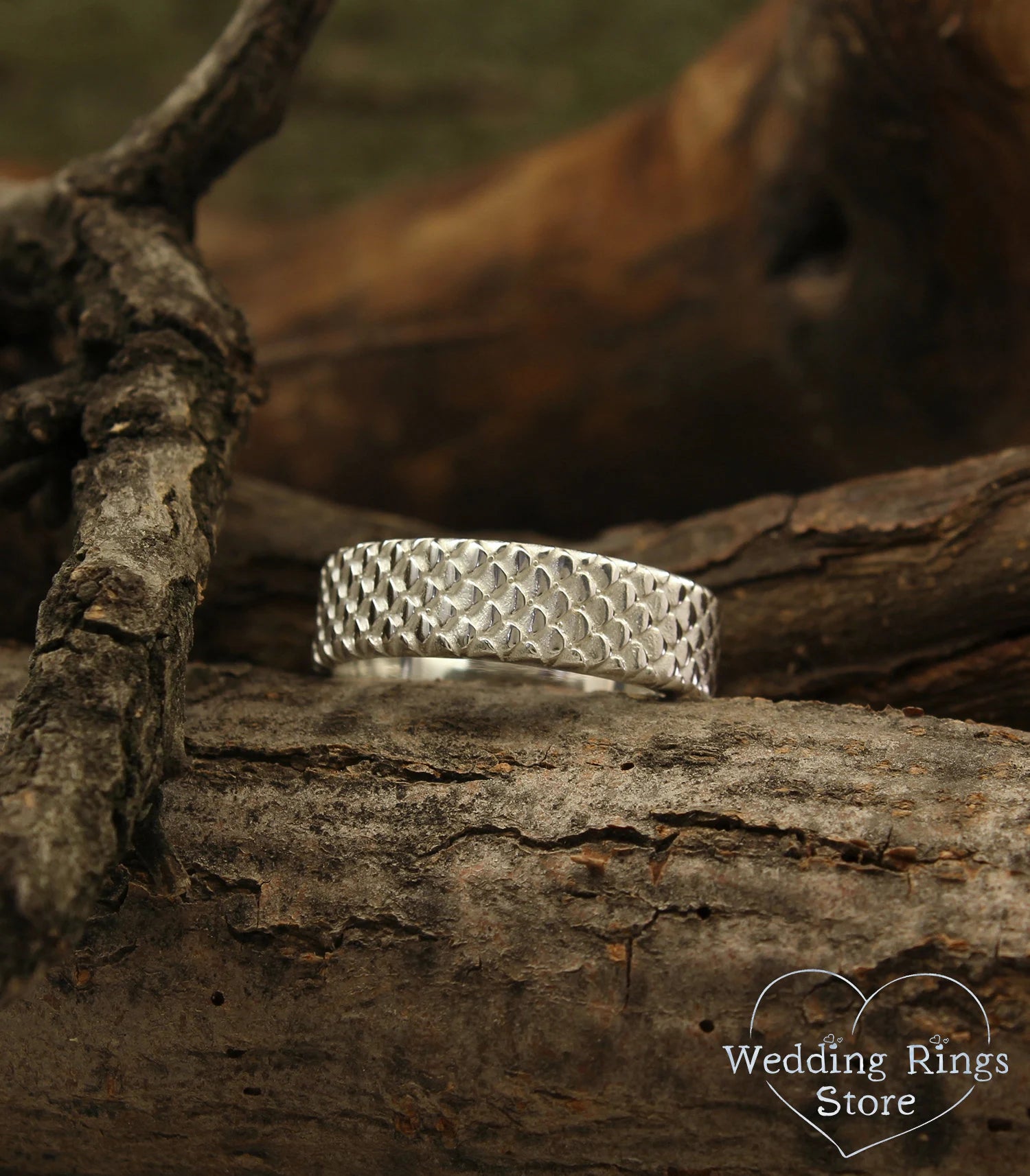 Fish Scales Sterling Silver Band Ring Ocean themed