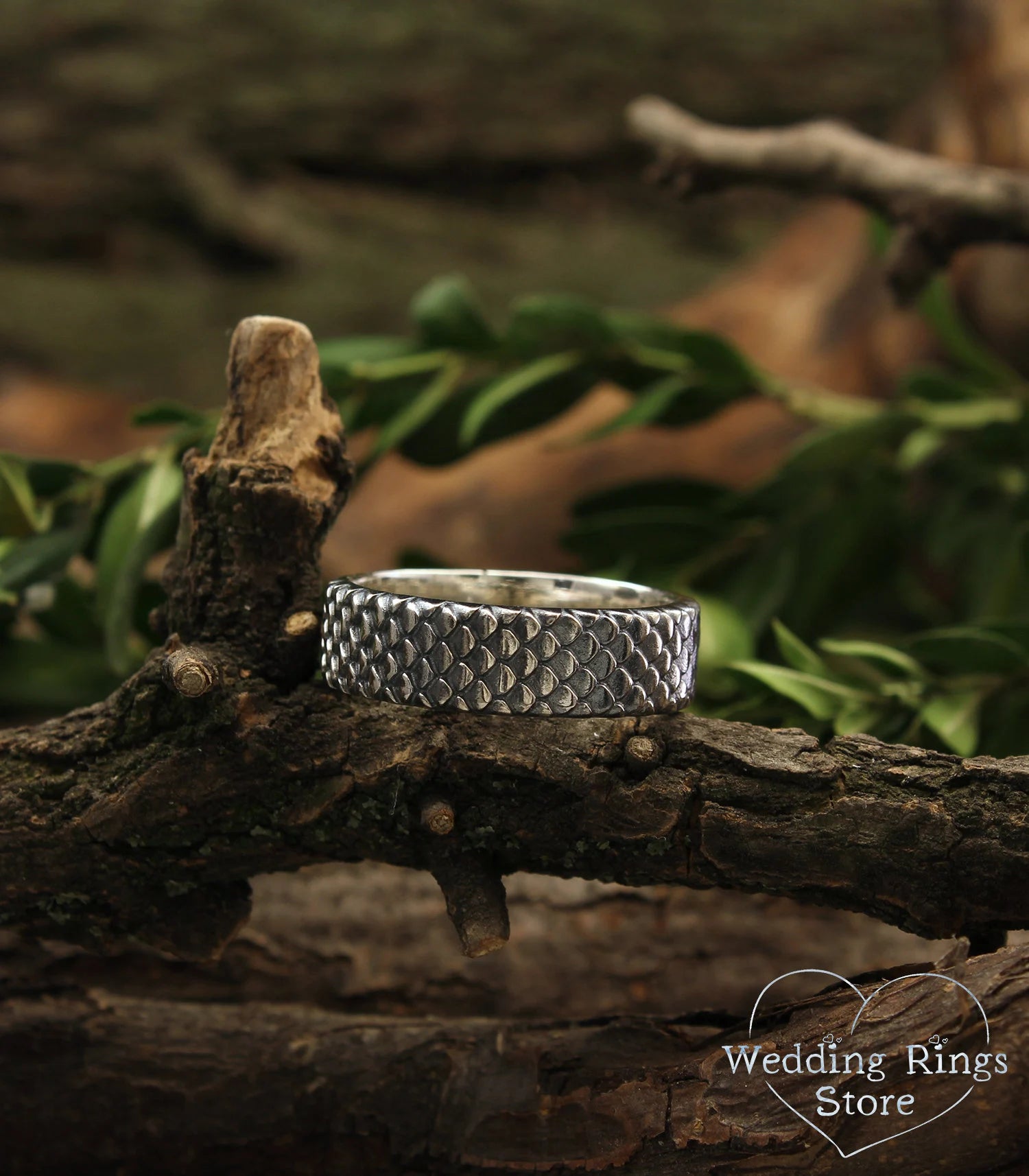 Fish Scales Sterling Silver Band Ring Ocean themed