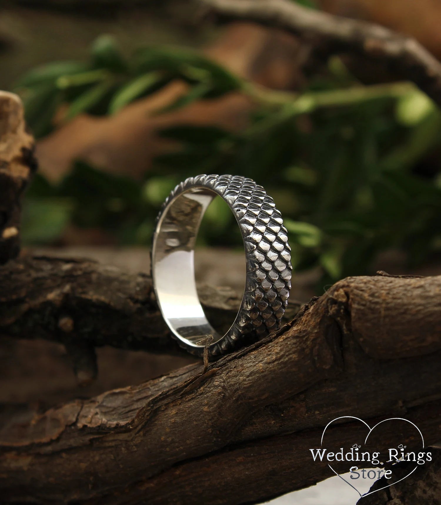 Fish Scales Sterling Silver Band Ring Ocean themed