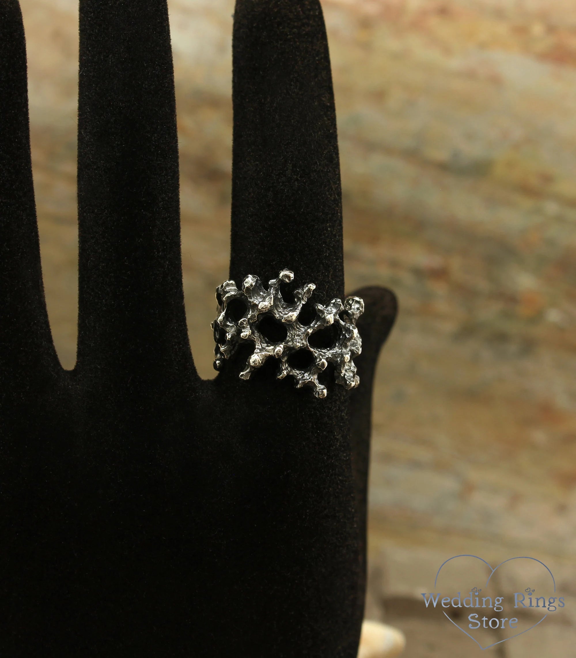 Unusual Sterling Silver Ocean Coral Ring