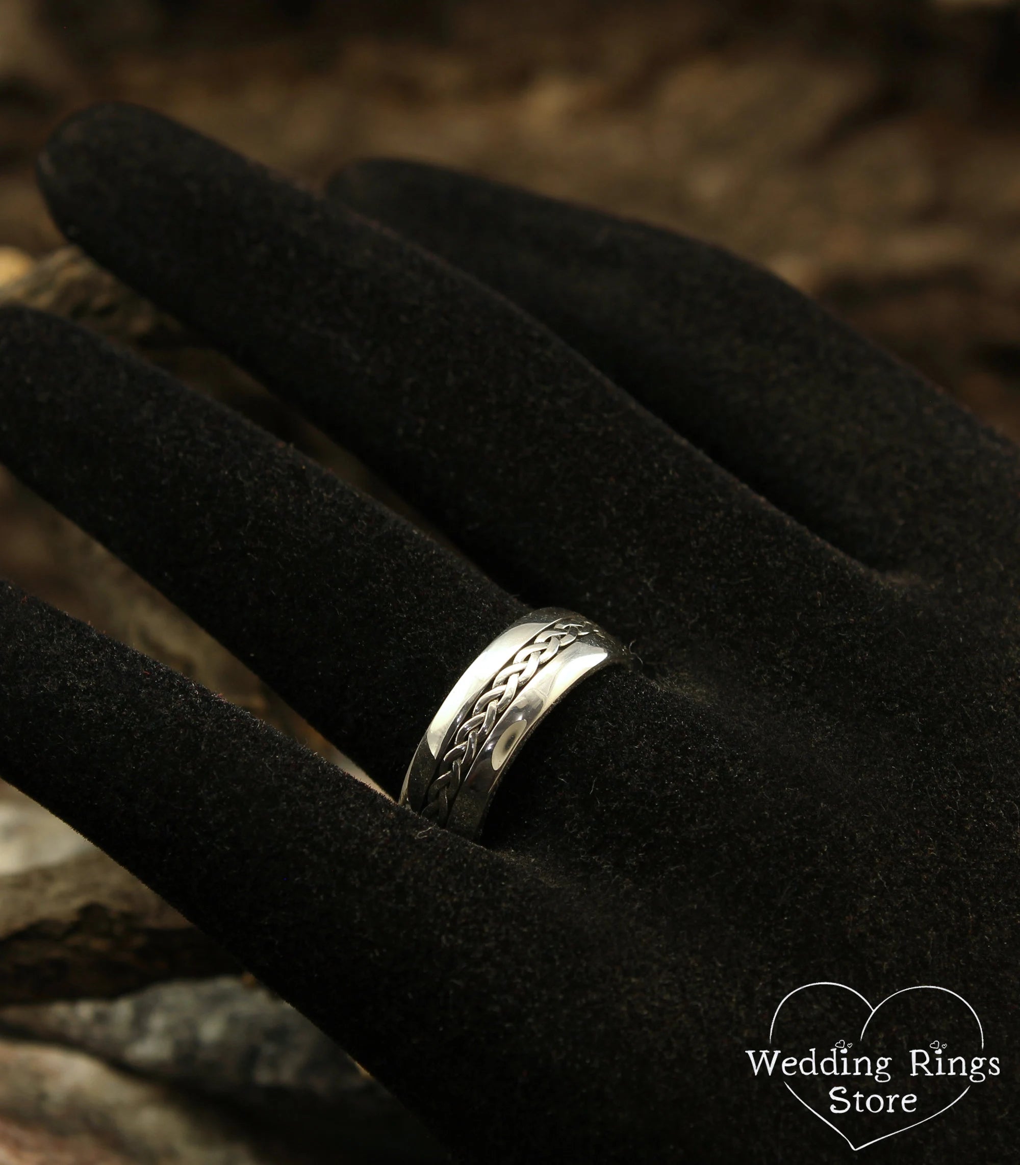 Sterling Silver Braided Wedding Rings Set His and Hers