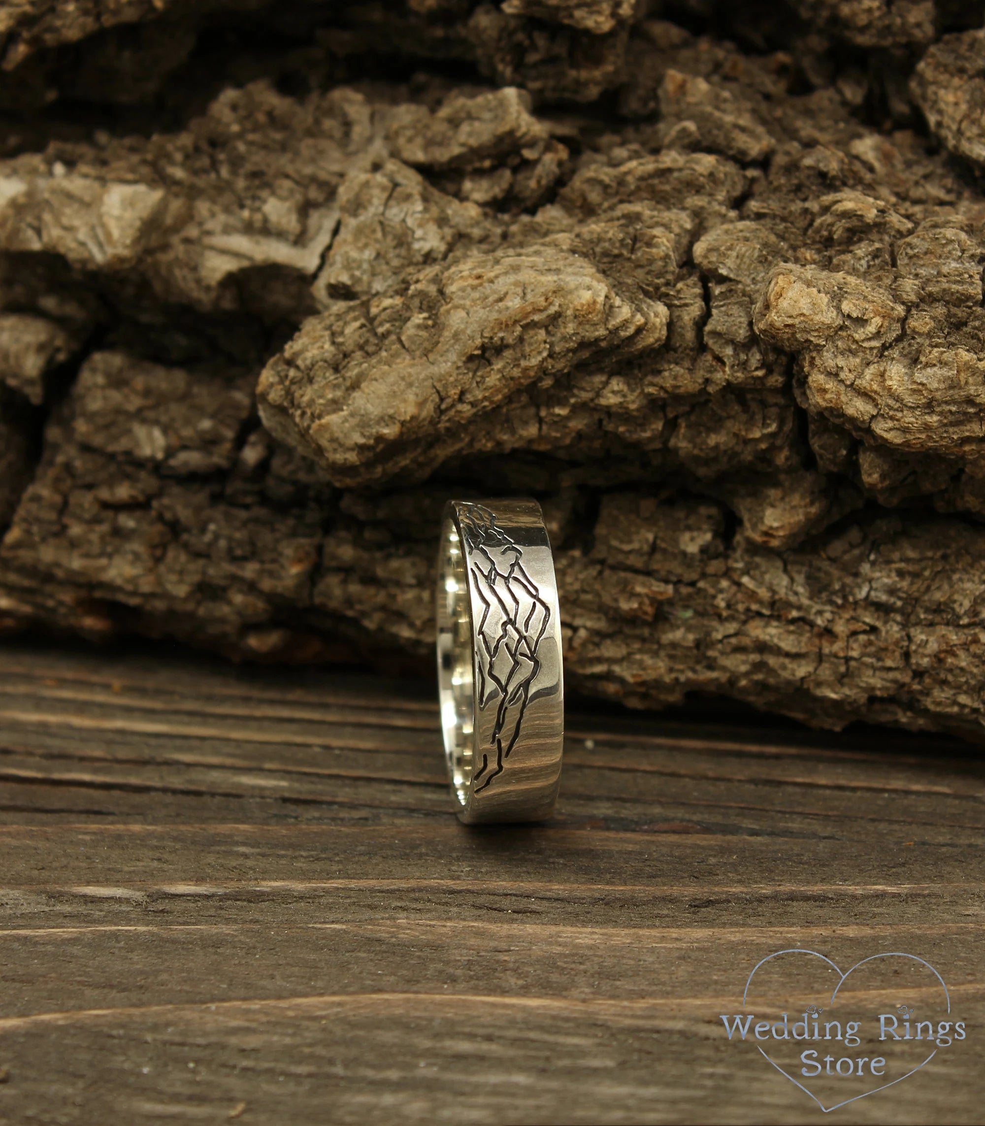 Mountain Sterling Silver Wedding Band — Peak Wedding Ring