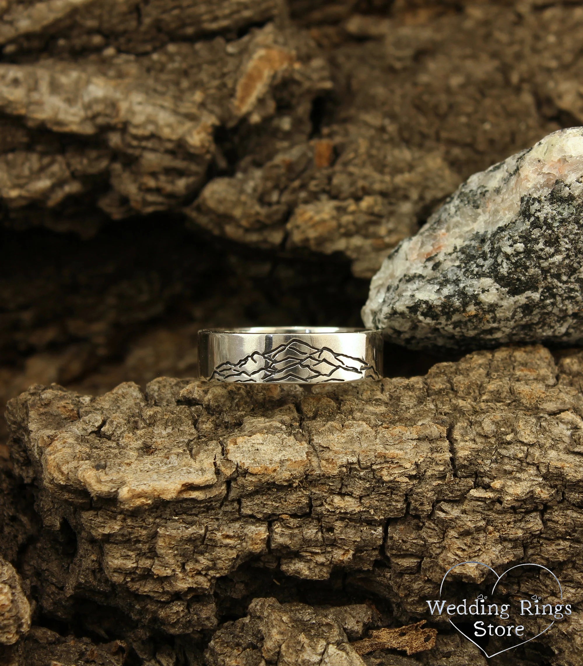 Mountain Sterling Silver Wedding Band — Peak Wedding Ring