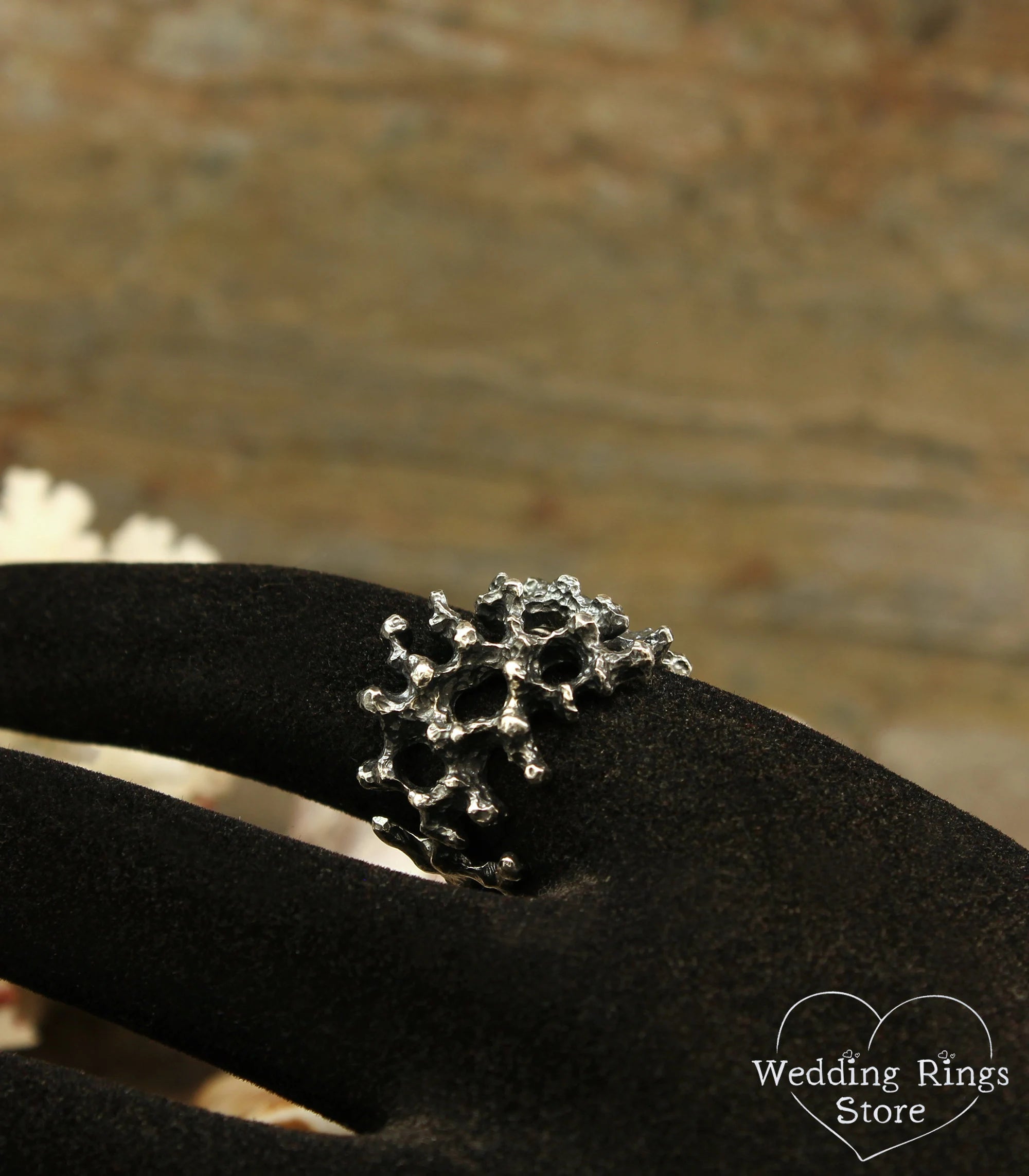 Unusual Sterling Silver Ocean Coral Ring