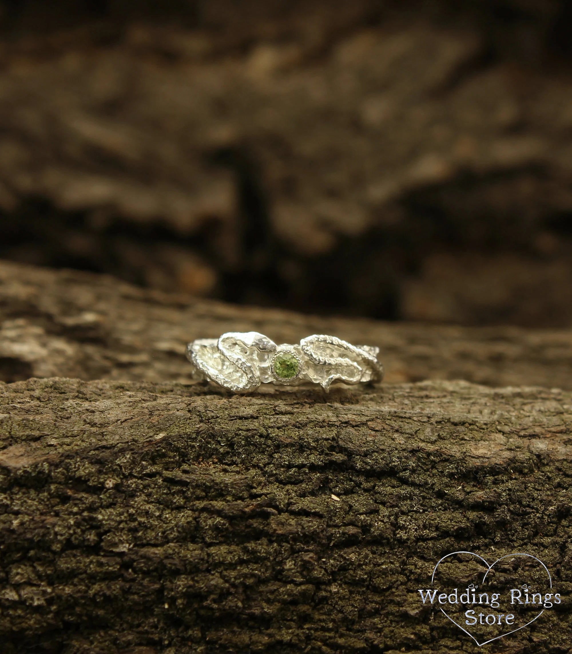 Snake Engagement Ring in Hammered Sterling Silver