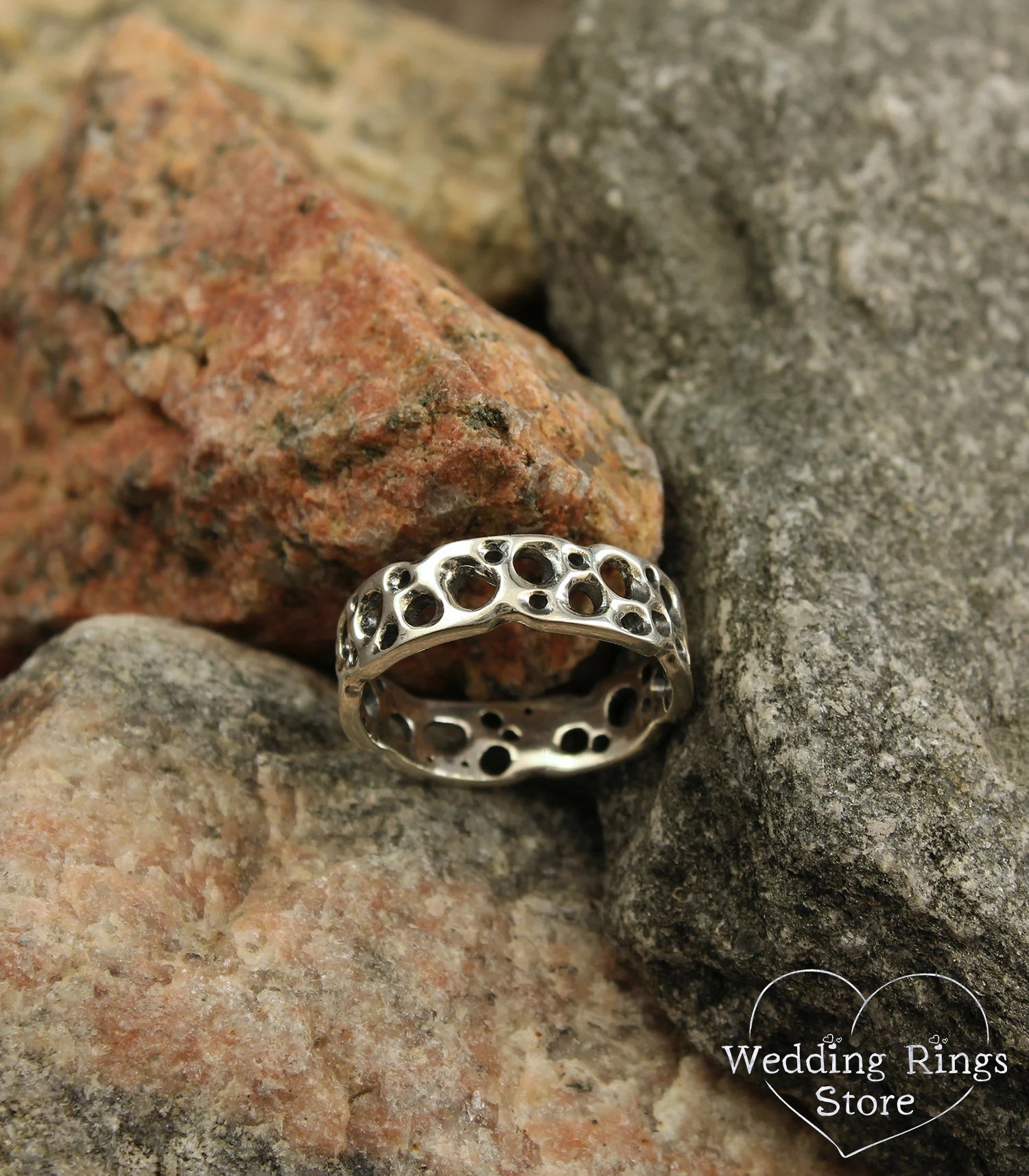 Nautical Holes Silver Women's Ring in Ocean Style