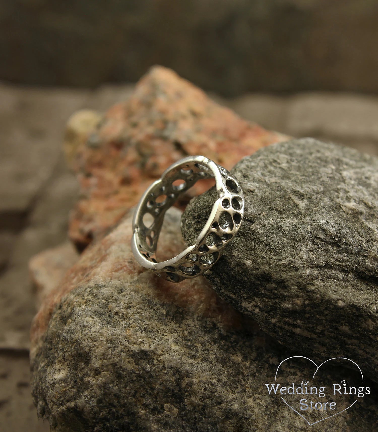 Nautical Holes Silver Women's Ring in Ocean Style