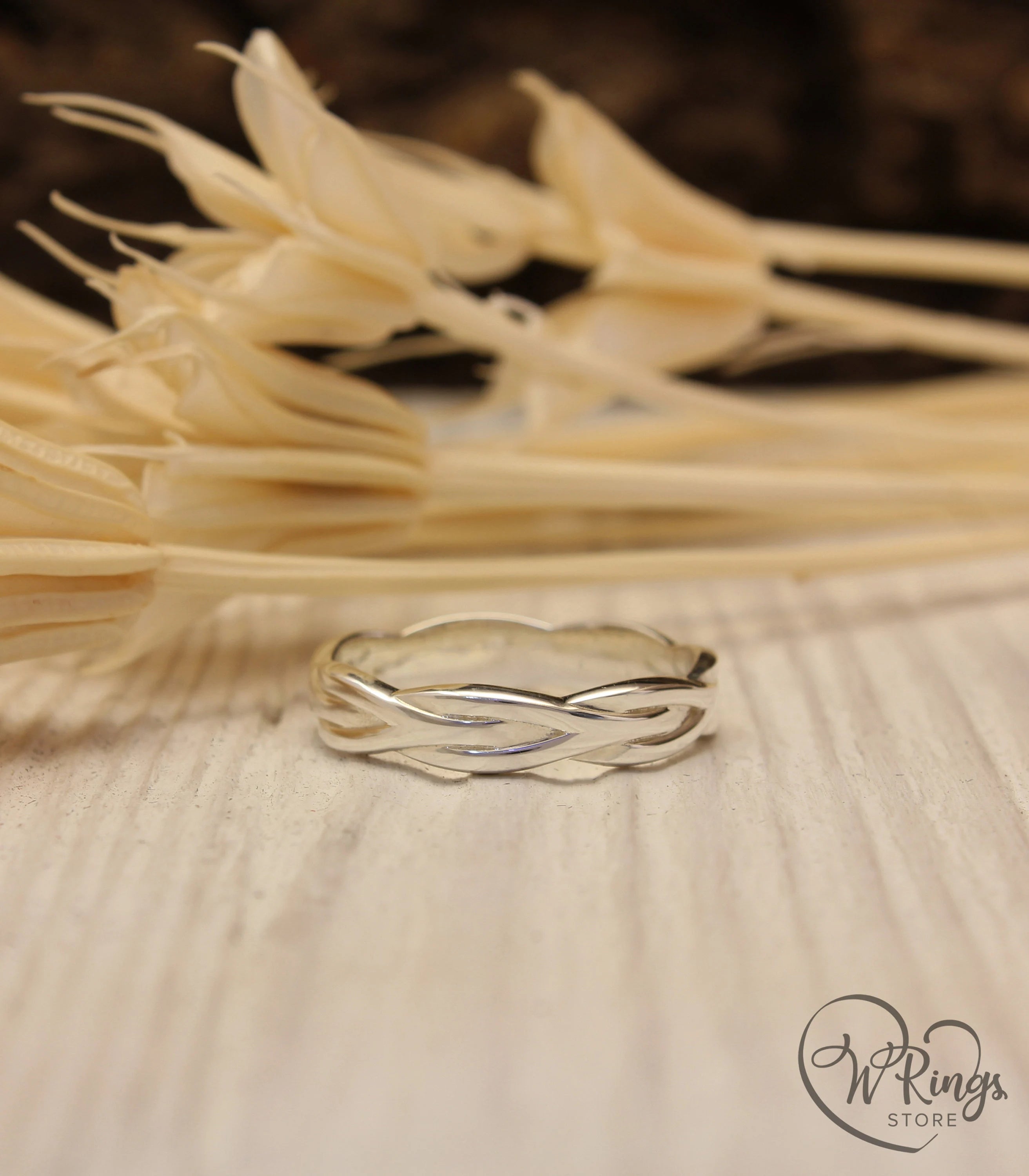 Fine Silver Wicker Wedding Band Unisex