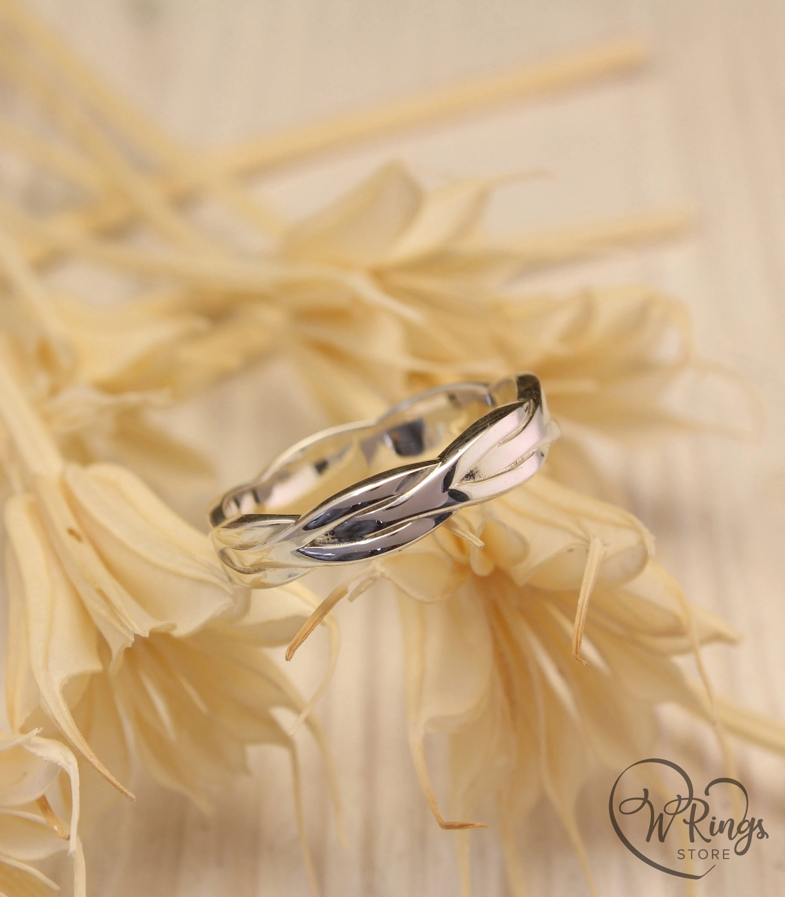 Fine Silver Wicker Wedding Band Unisex