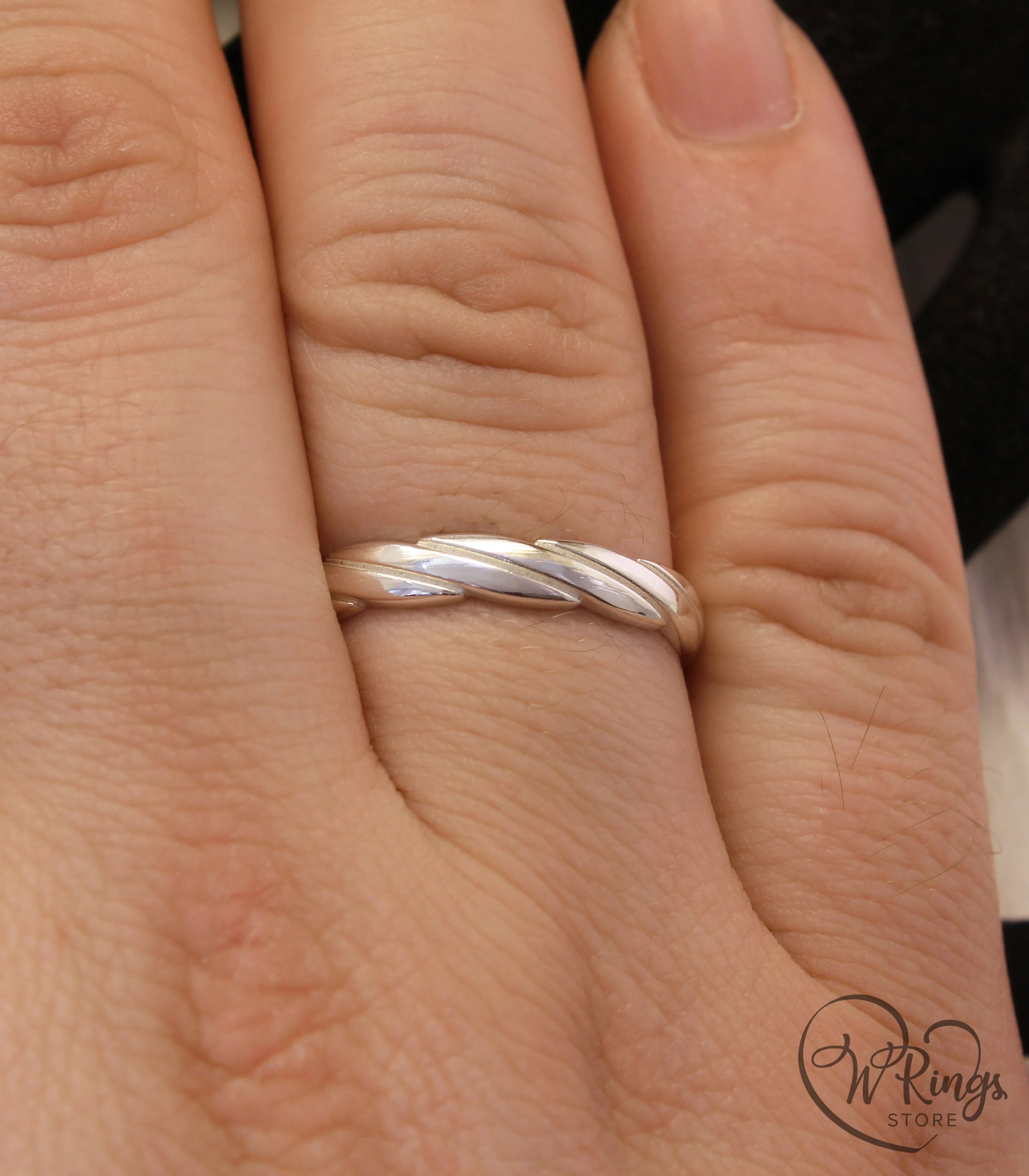 Unusual Silver Wavy Twisted Ring — Unique design Wedding Ring