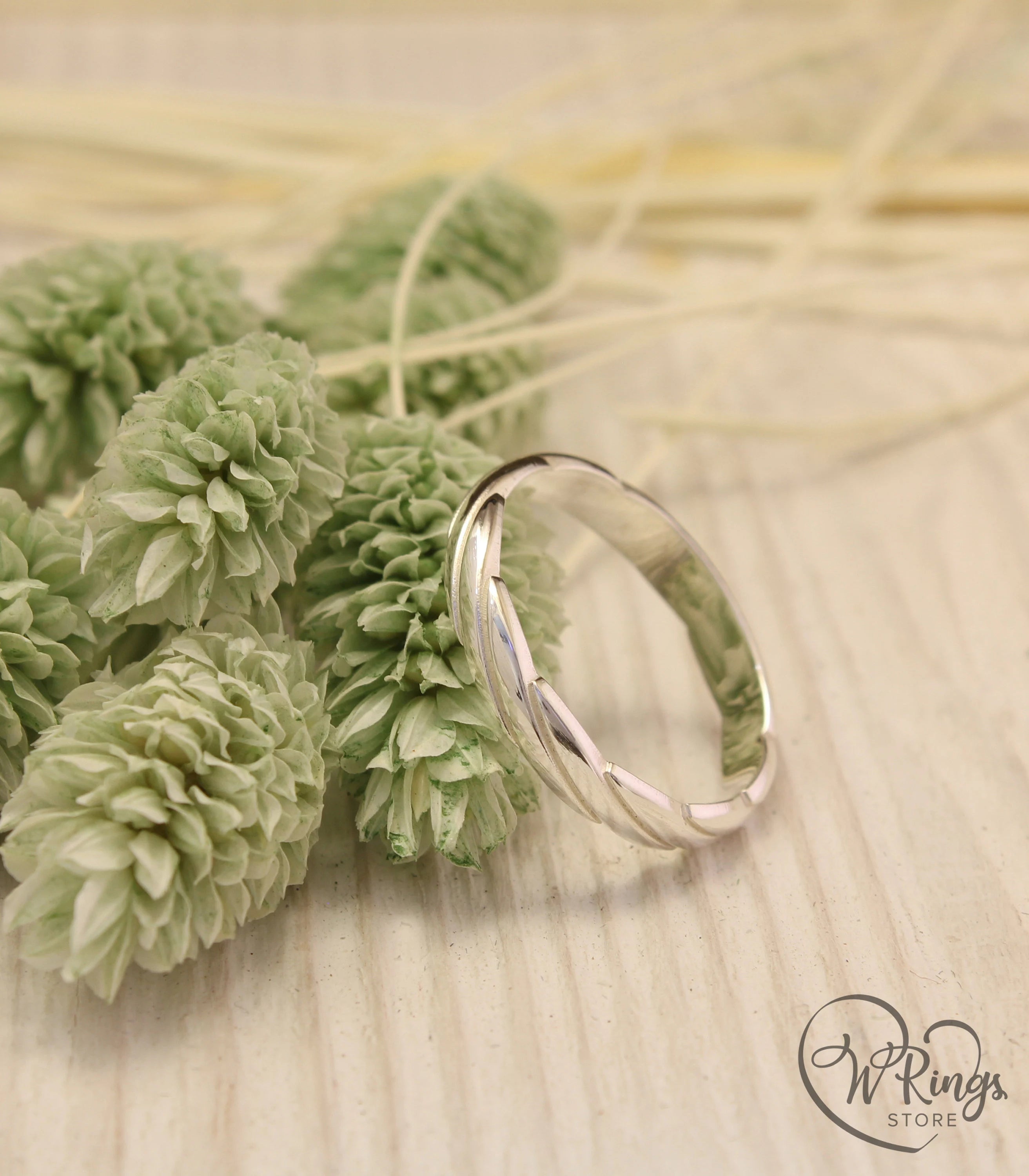 Unusual Silver Wavy Twisted Ring — Unique design Wedding Ring