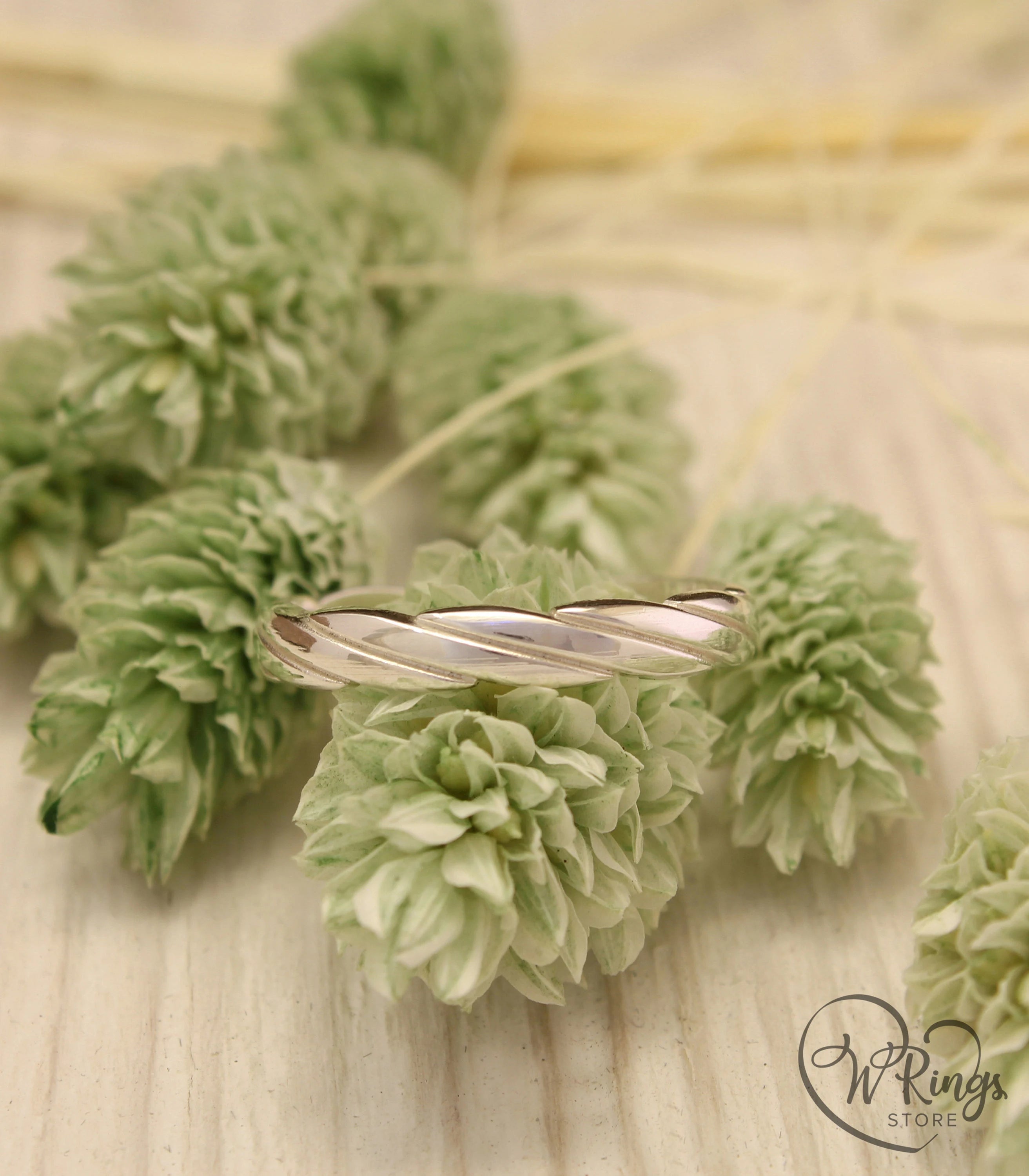 Unusual Silver Wavy Twisted Ring — Unique design Wedding Ring