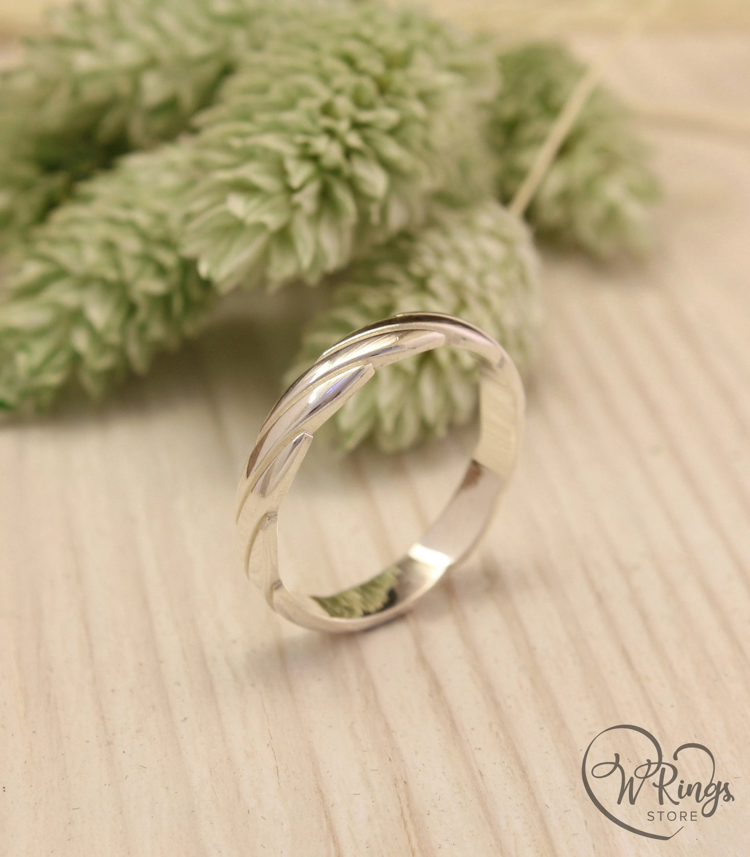 Unusual Silver Wavy Twisted Ring — Unique design Wedding Ring