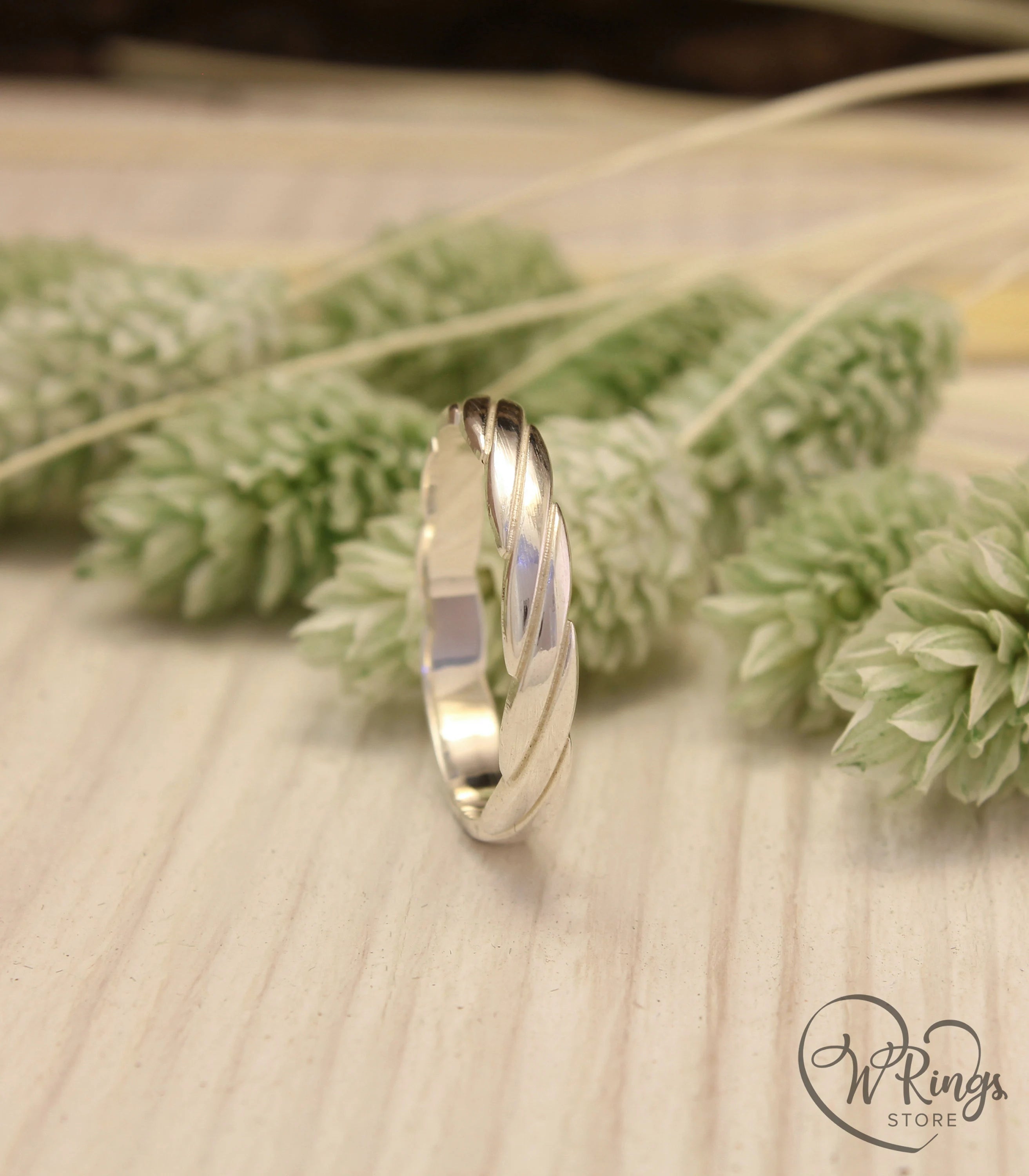 Unusual Silver Wavy Twisted Ring — Unique design Wedding Ring