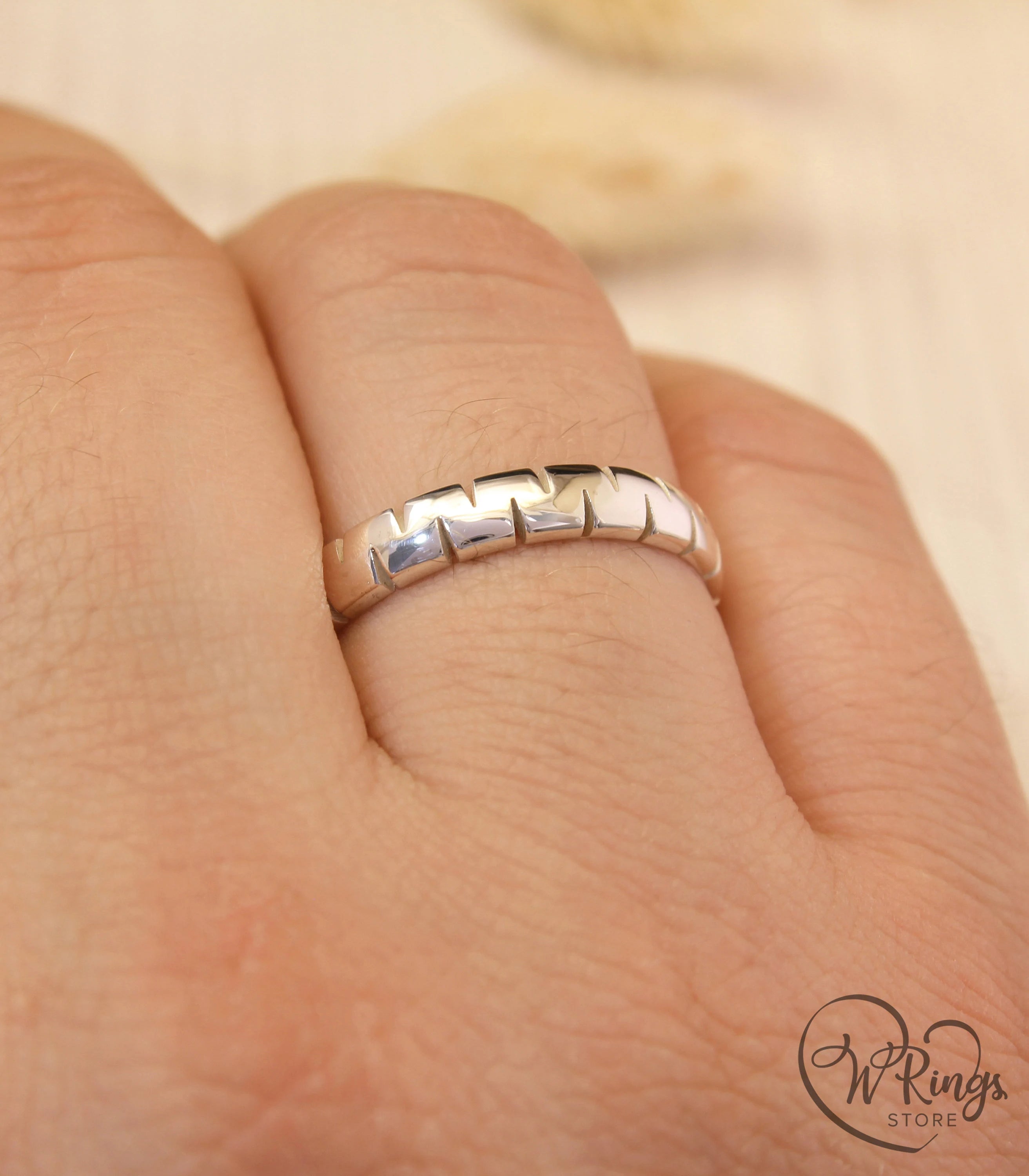 Modern Notched Ring made in Sterling Silver