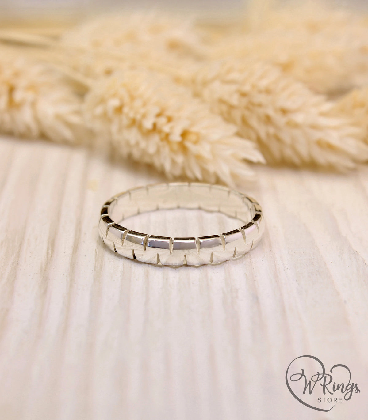 Notched Modern Ring for Men in Fine Silver | WringsStore