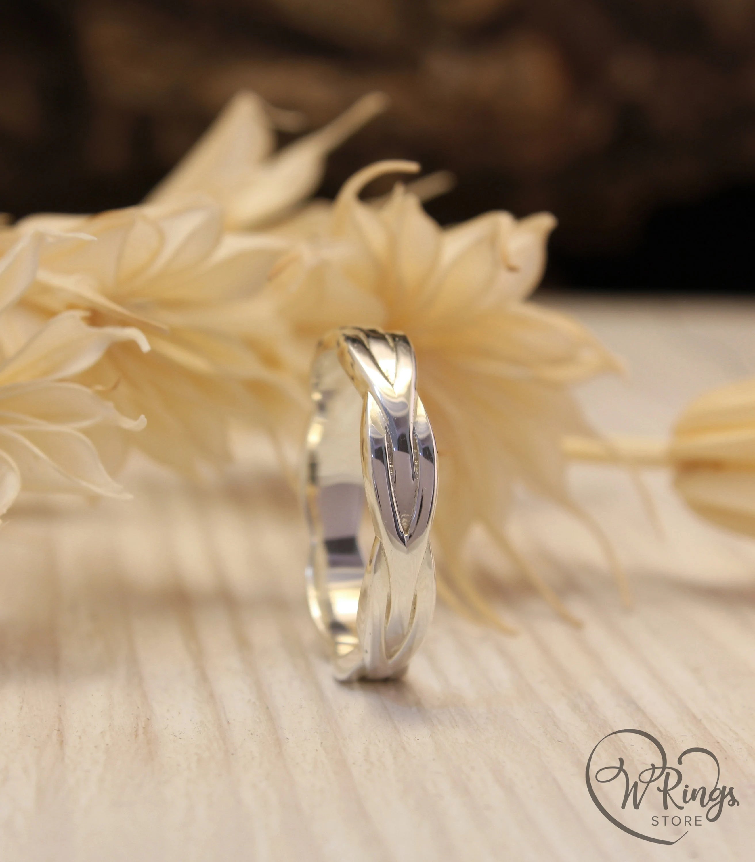 Fine Silver Wicker Wedding Band Unisex