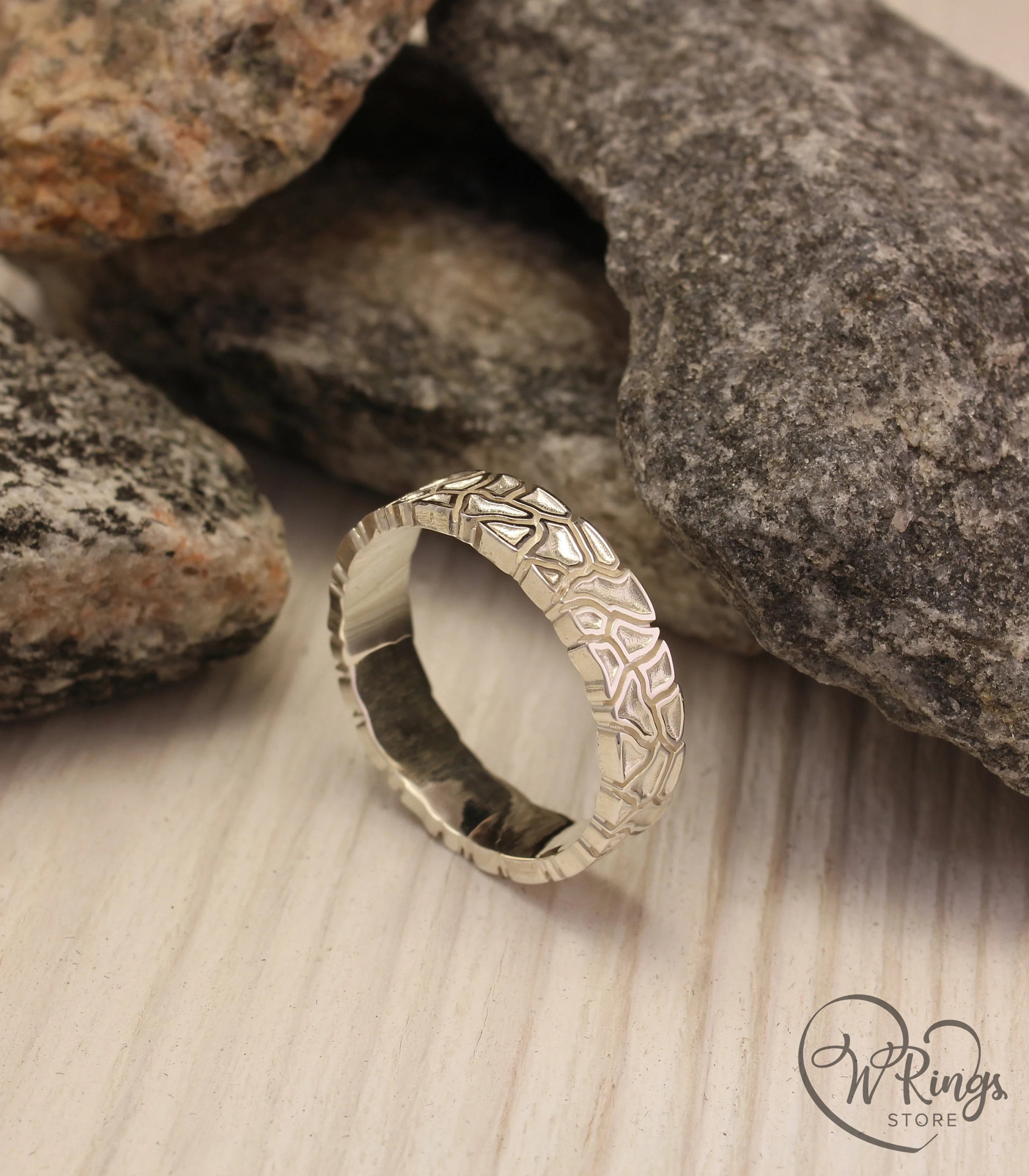 Unusual Shiny Cracked Earth Ring Unique Dry Design