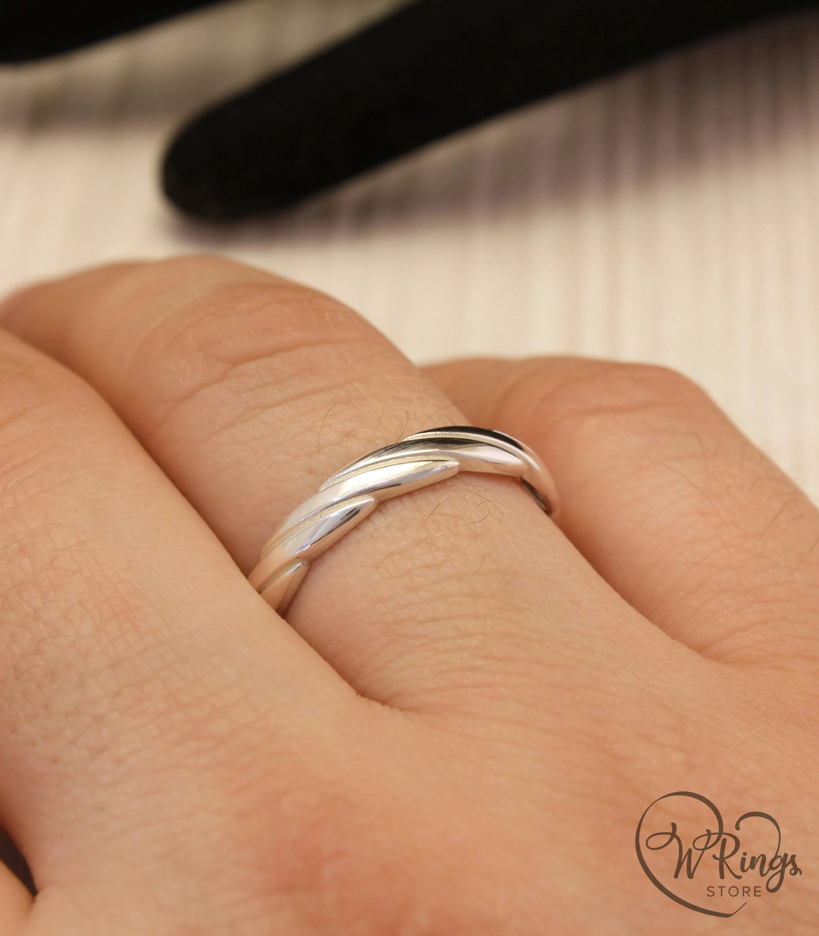 Unusual Silver Wavy Twisted Ring — Unique design Wedding Ring