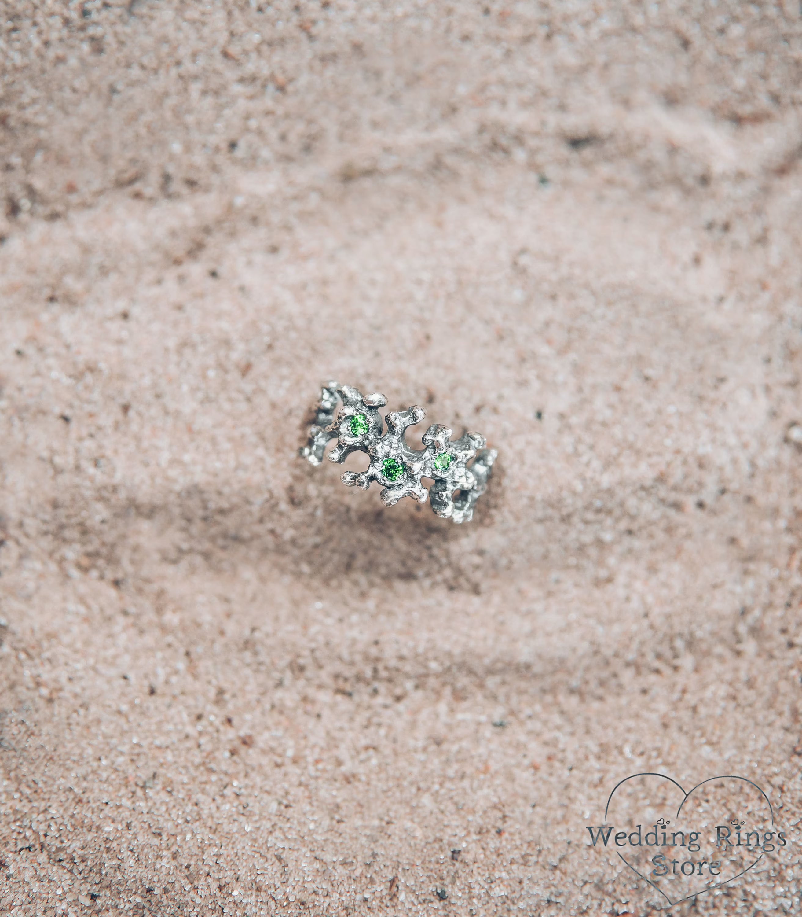 Silver Ocean Coral Ring with Multi Gemstone