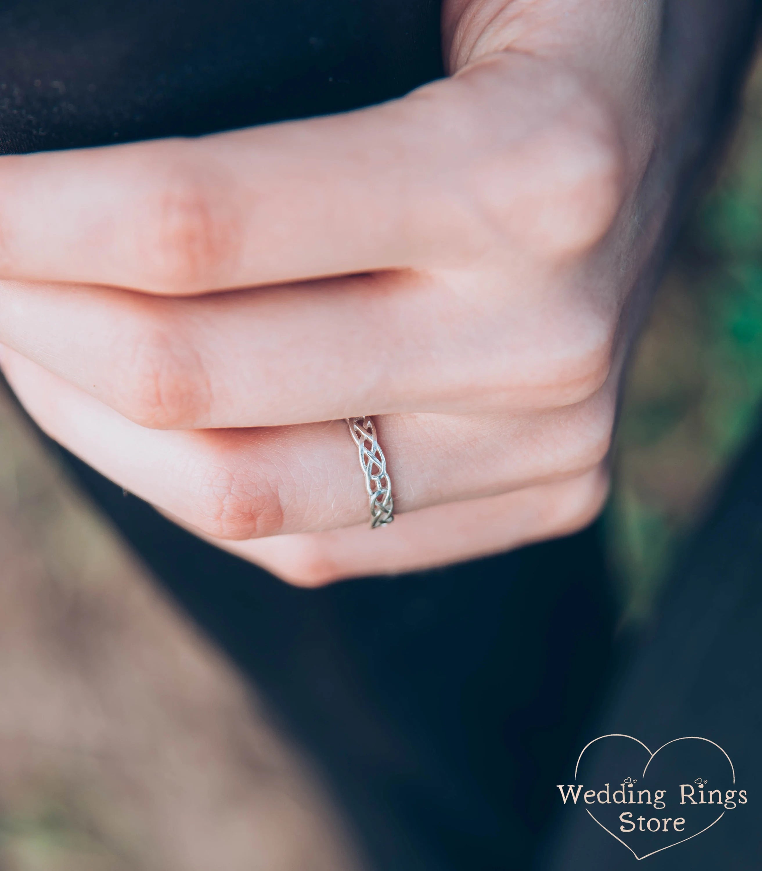 Silver Irish pattern braid Wedding Ring