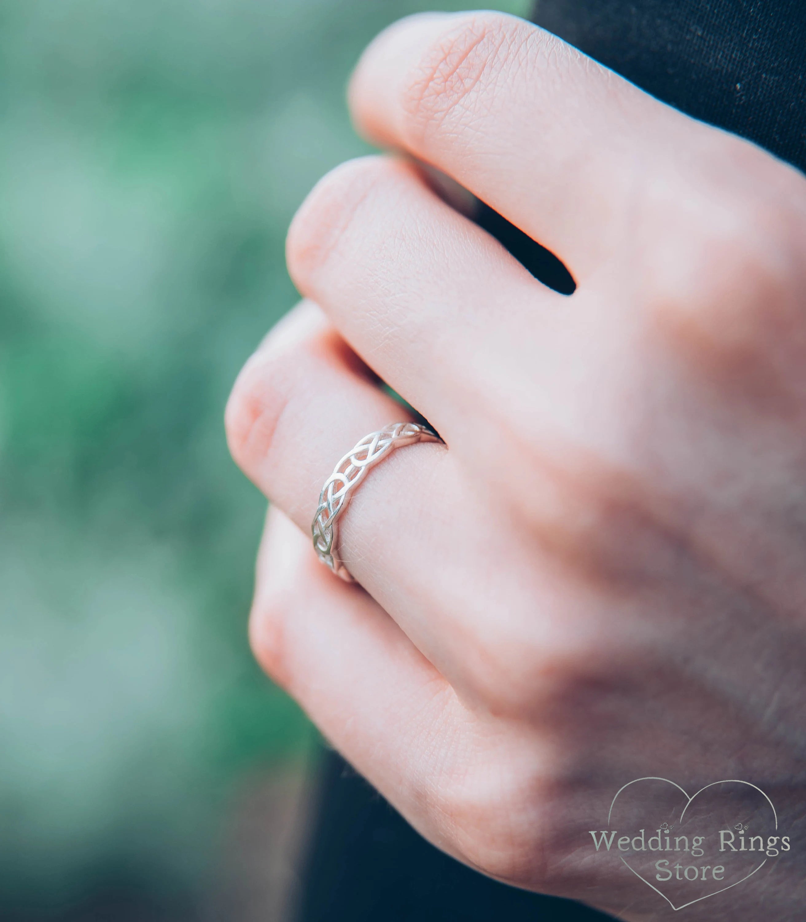 Silver Irish pattern braid Wedding Ring