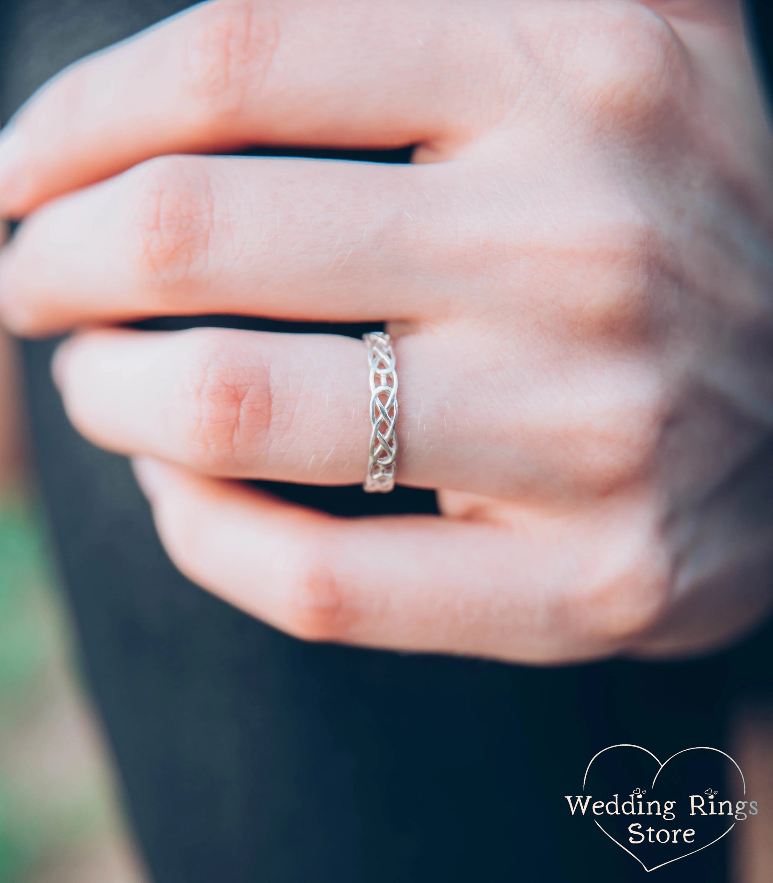 Silver Irish pattern braid Wedding Ring